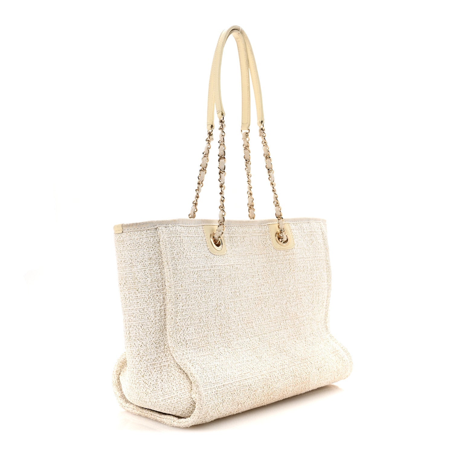 Lurex Boucle Small Deauville Tote Ivory