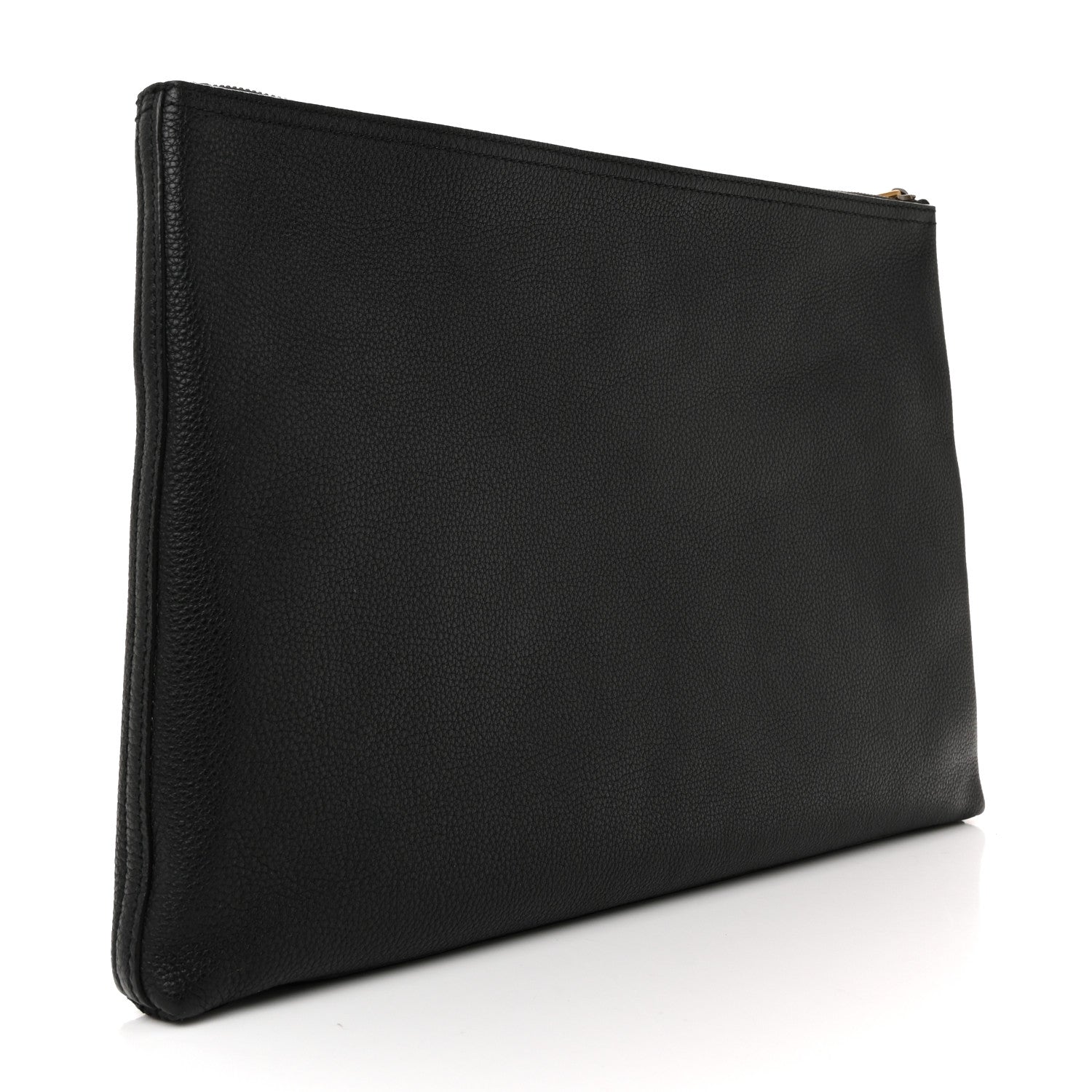Pebbled Calfskin Large Logo Portfolio Clutch Black