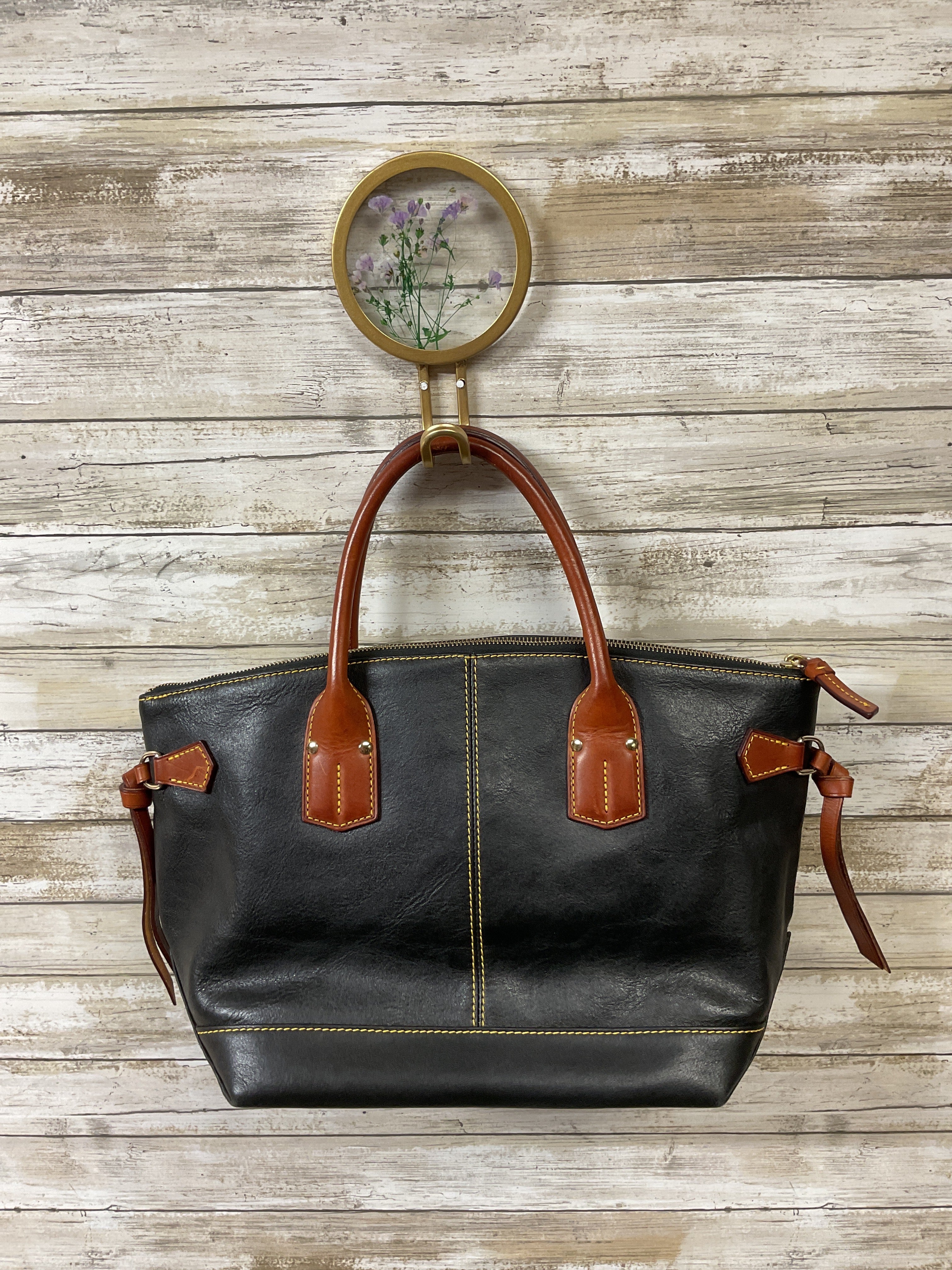 Handbag Designer By Dooney And Bourke In Black & Brown, Size:Medium