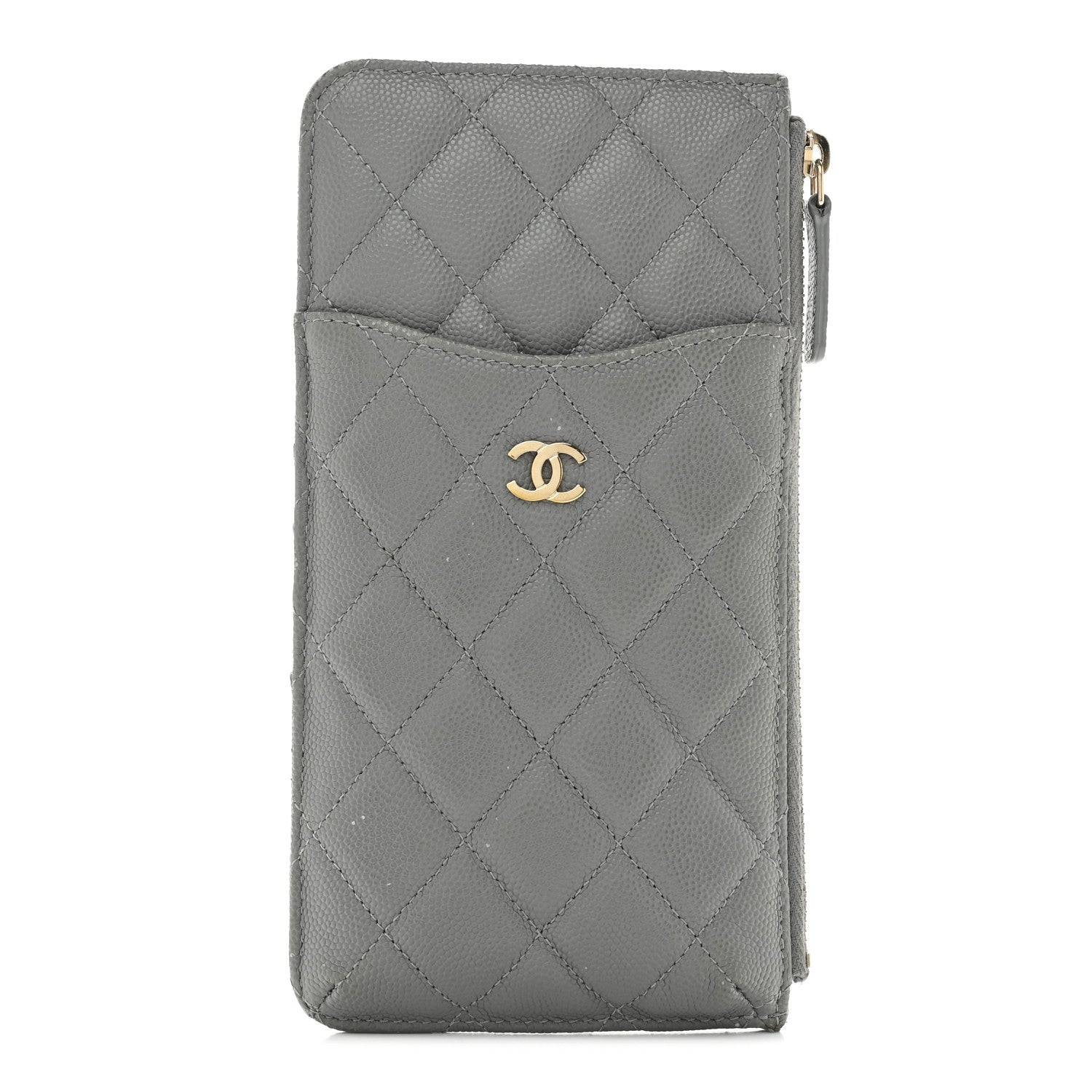 Caviar Quilted Classic iPhone Pouch Grey