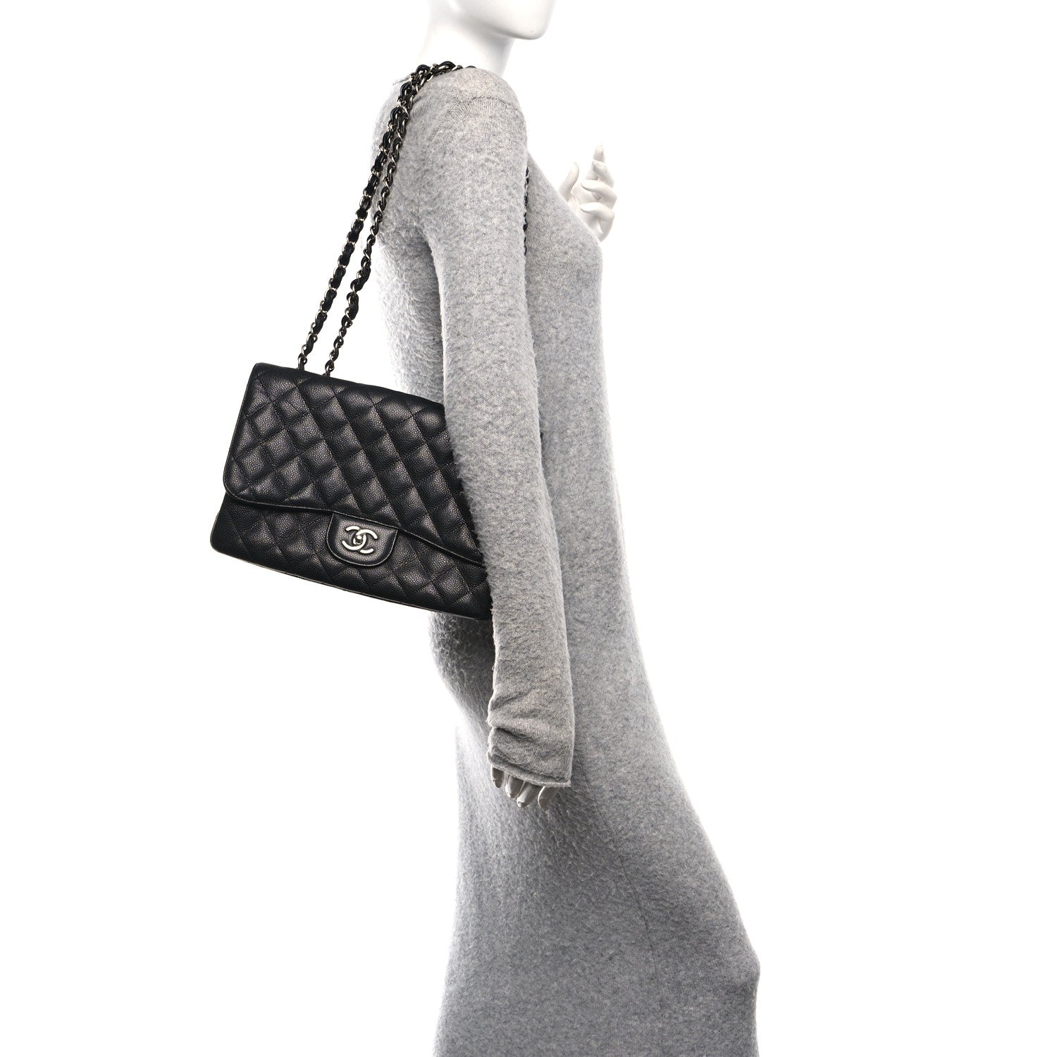 Caviar Quilted Jumbo Single Flap Black