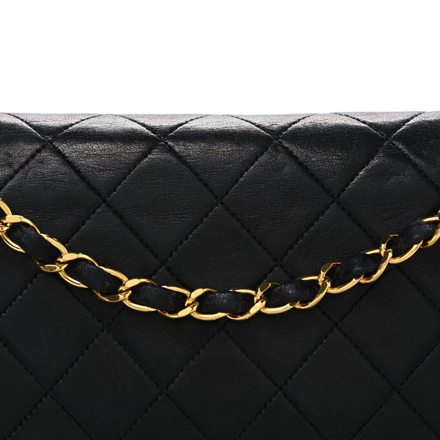 Lambskin Quilted Medium Double Flap Black