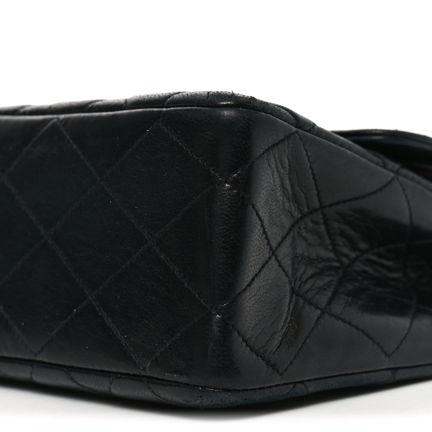 Lambskin Quilted Medium Double Flap Black