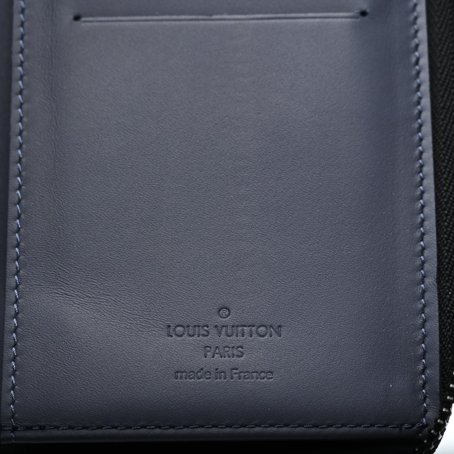 Calfskin Monogram Shadow Vertical Zippy Wallet Blue