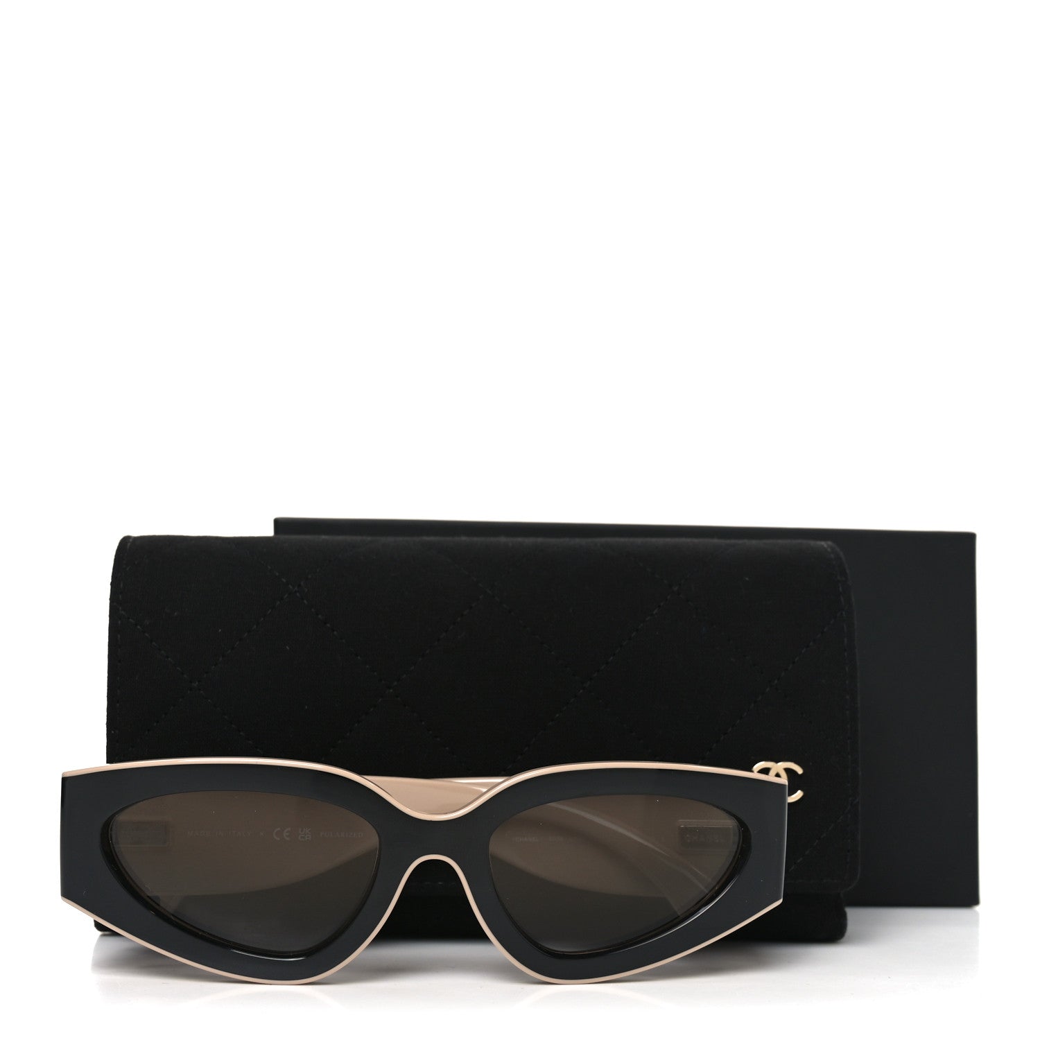 Acetate Cat Eye Sunglasses 6056 Black Beige