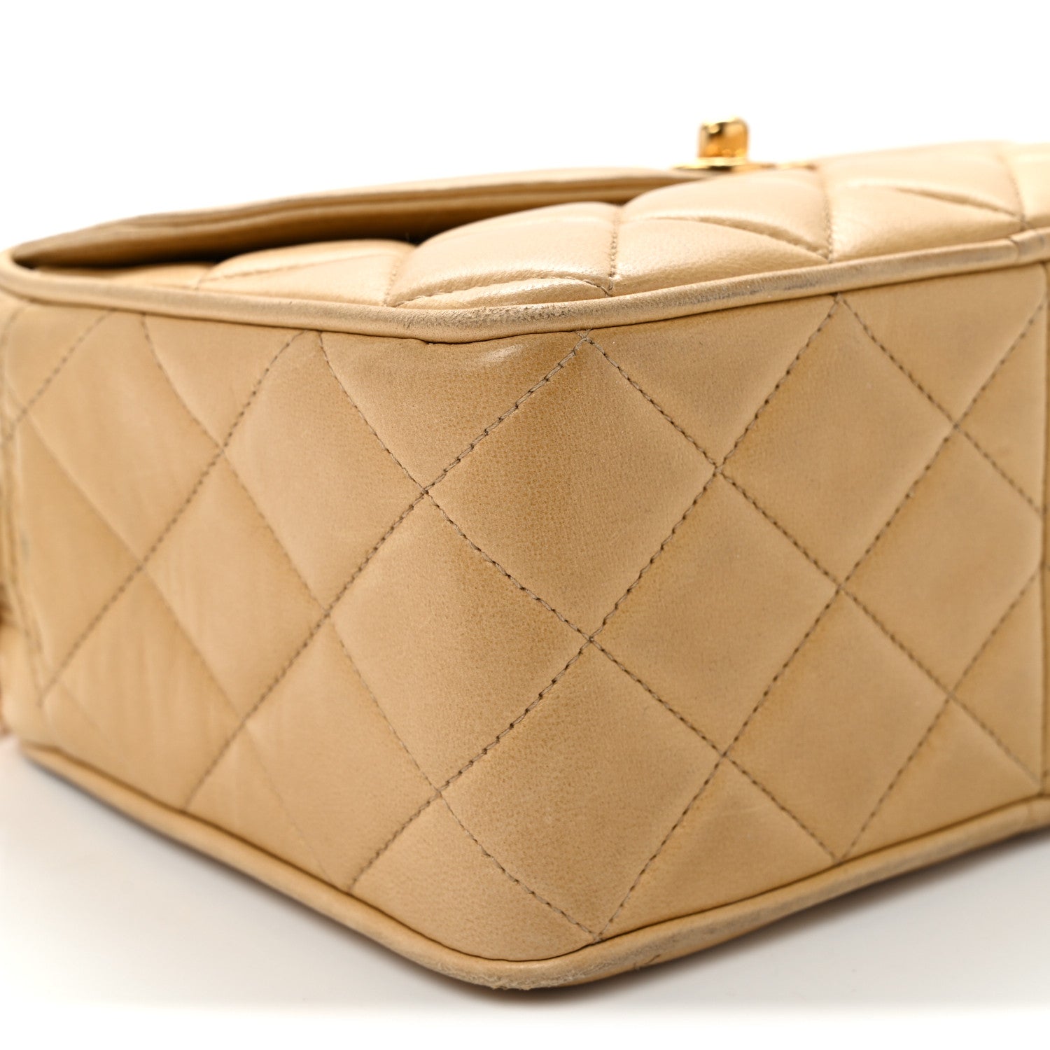 Lambskin Quilted Tassel Flap Camera Bag Light Beige