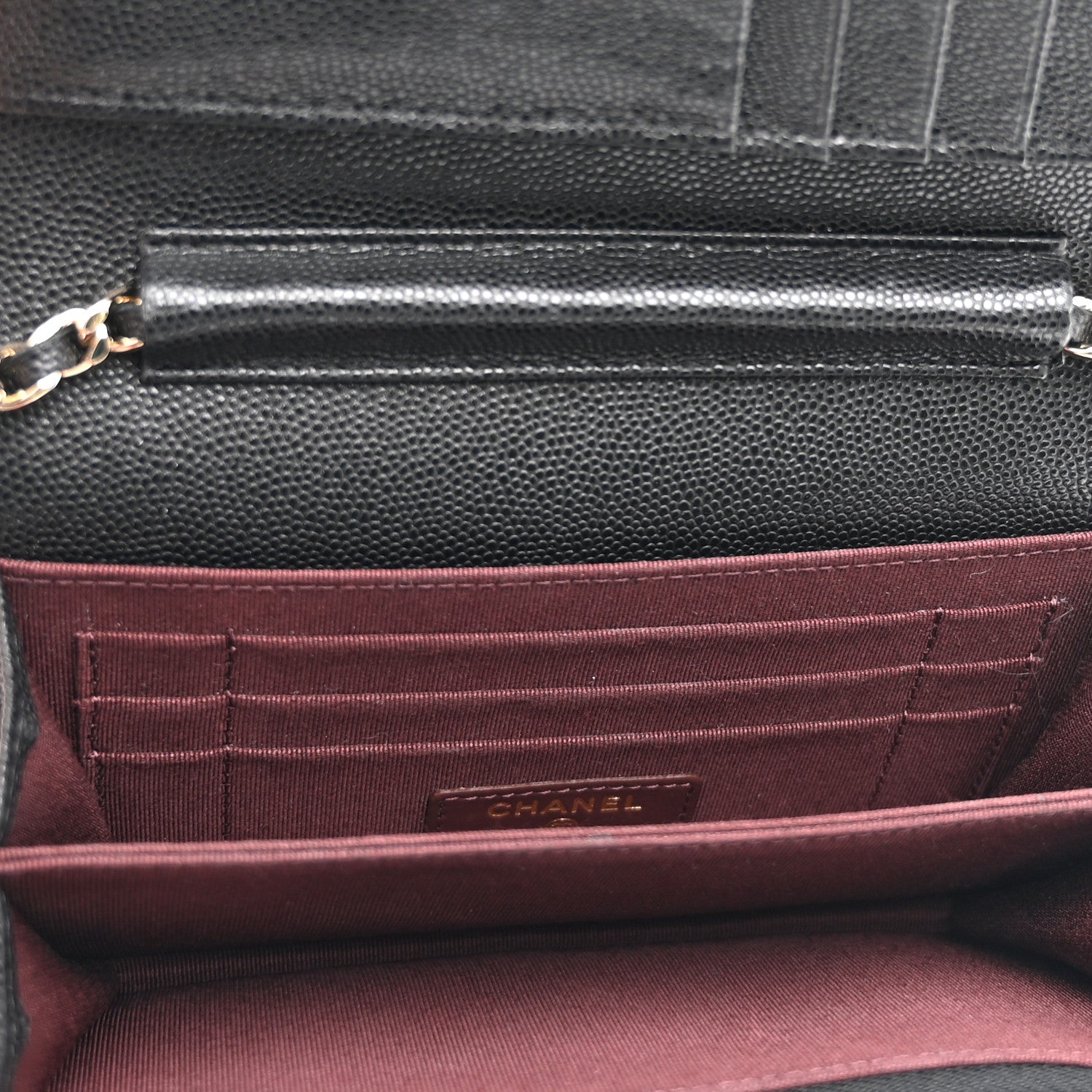 Caviar Quilted Mini Wallet On Chain WOC Black
