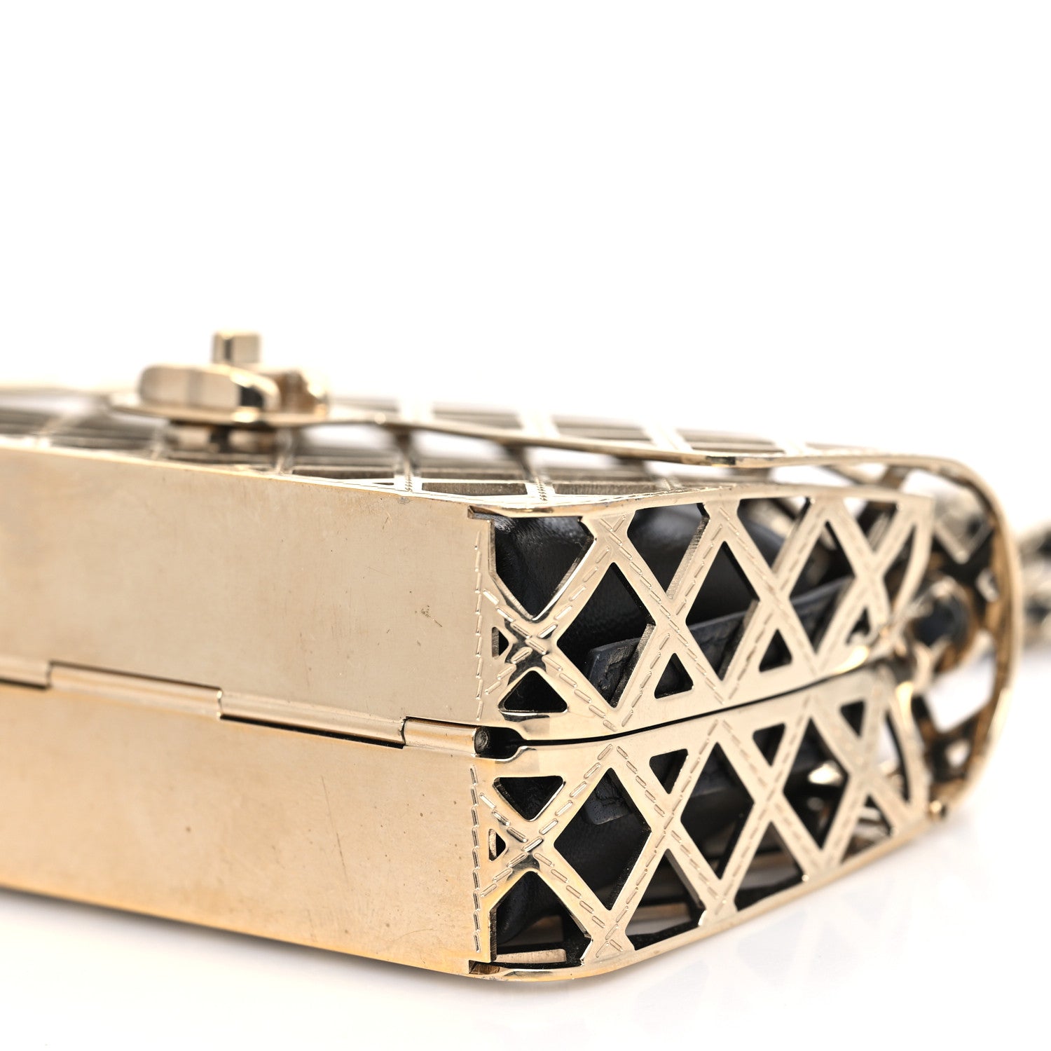 Metal Quilted Mini Rectangular Flap Gold