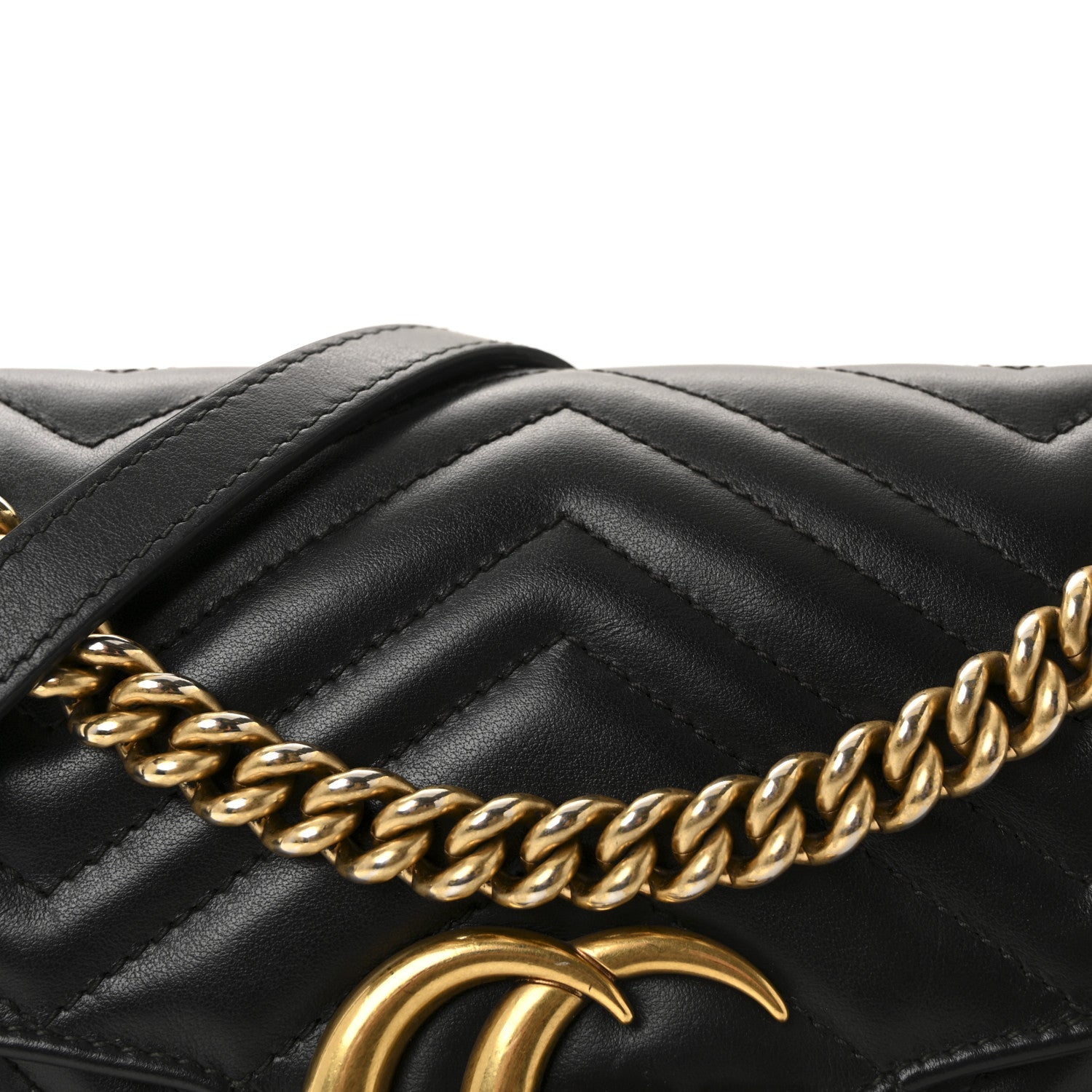 Calfskin Matelasse Small GG Marmont Shoulder Bag Black