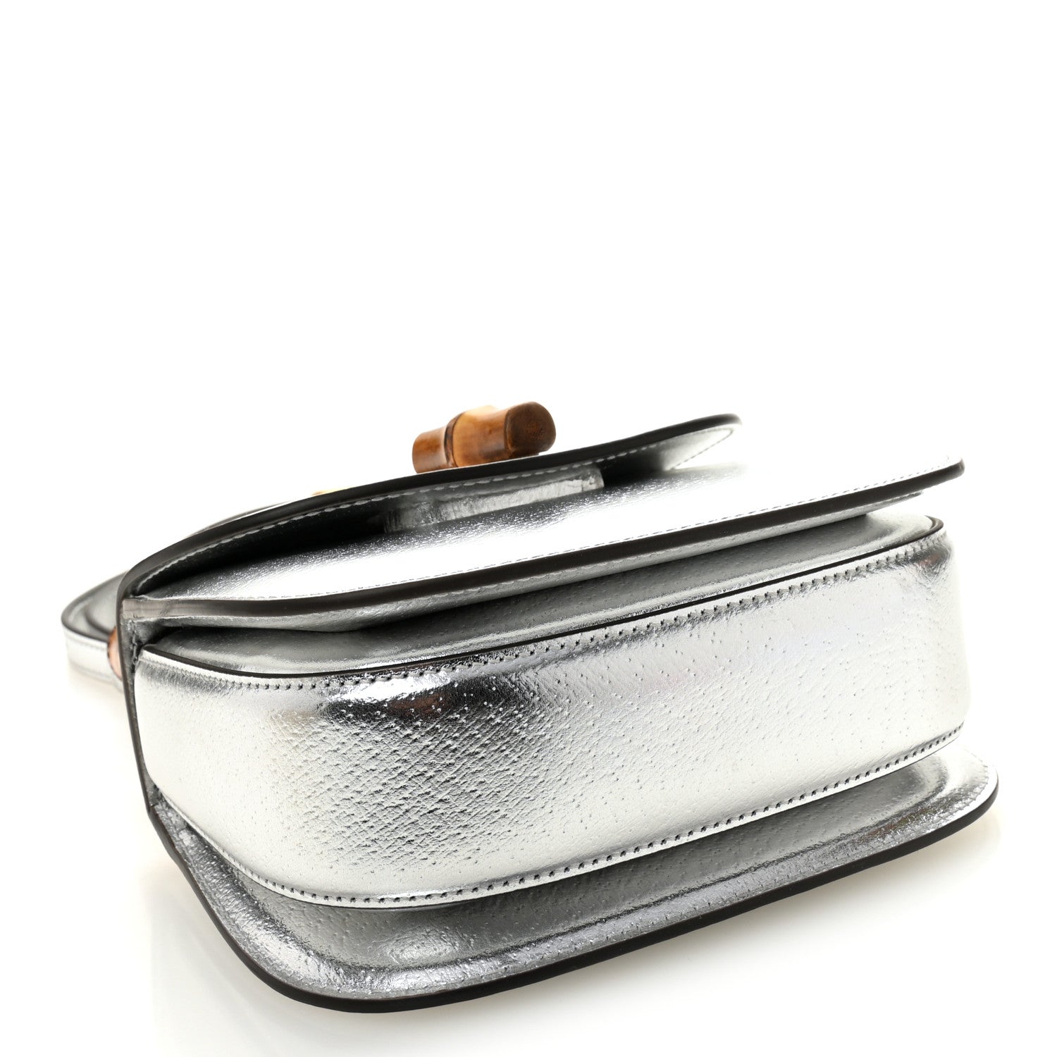 Boarded Dyana Lux Calfskin Mini Bamboo 1947 Top Handle Bag Silver