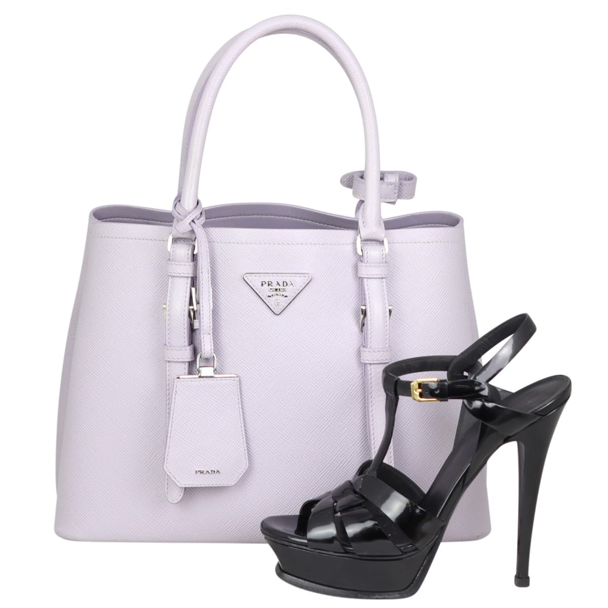 Prada Saffiano Cuir Covered-Strap Double Bag Small