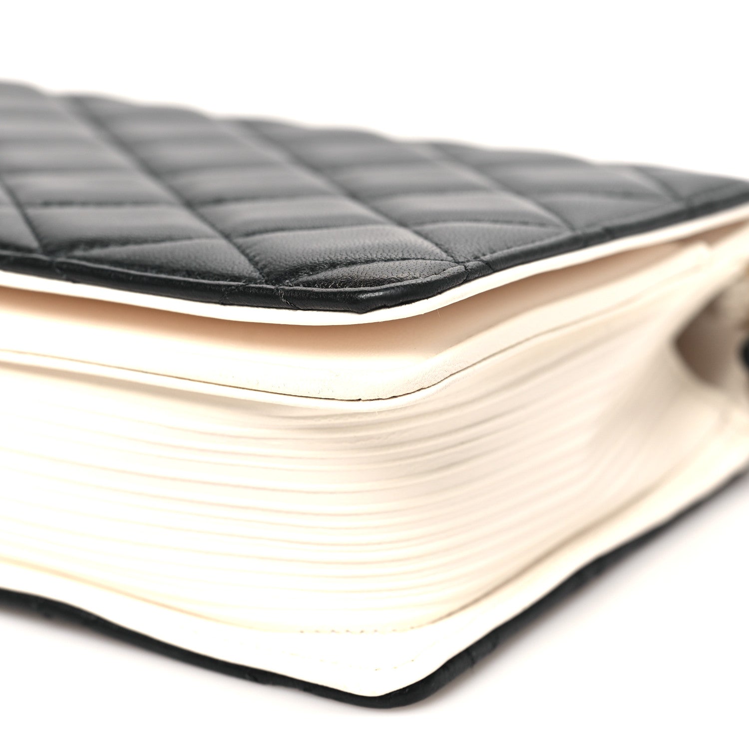 Lambskin Quilted Book Wallet On Chain WOC Black