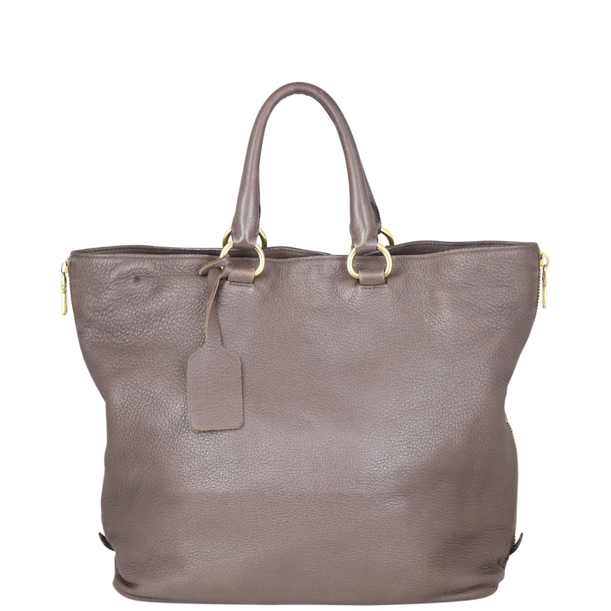 Prada Vitello Cervo Expandable Shopper Tote