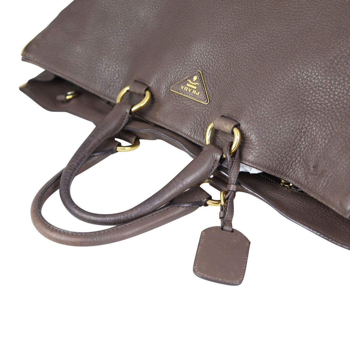 Prada Vitello Cervo Expandable Shopper Tote