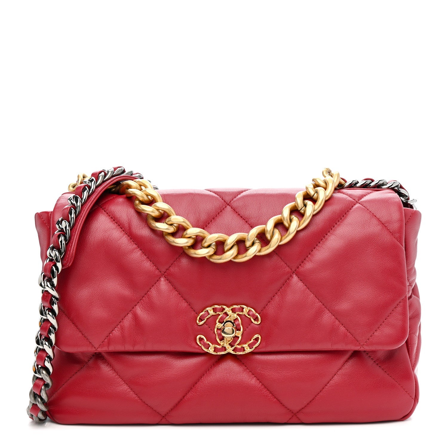 Goatskin Quilted Large Chanel 19 Flap Dark Pink