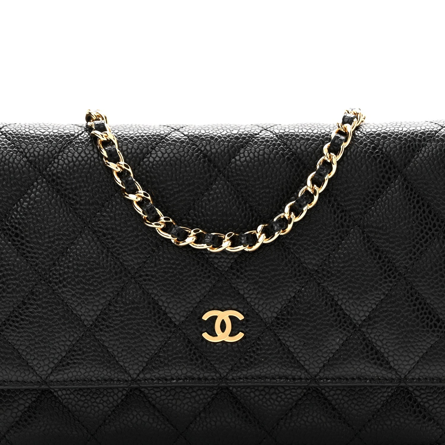Caviar Quilted Wallet on Chain WOC Black