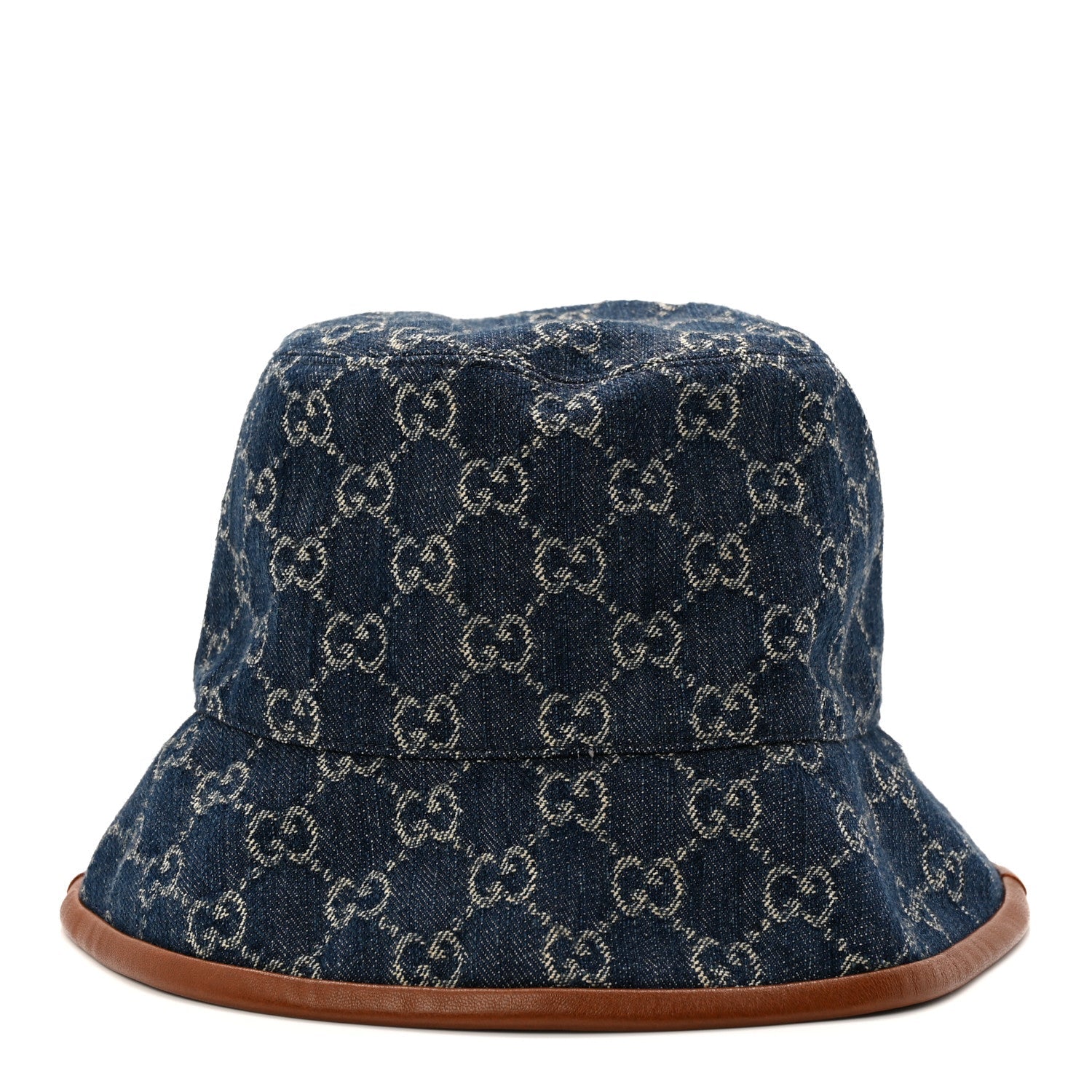 Washed Jacquard Denim Nappa GG Monogram Oscar Bucket Hat L Denim Cuir