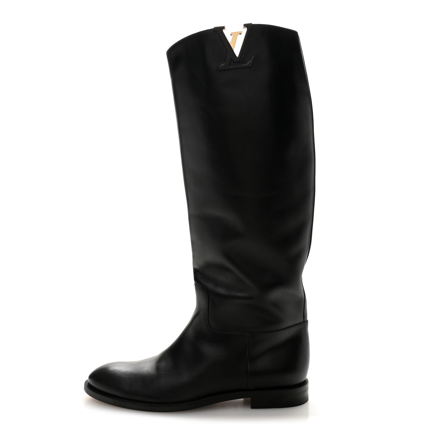 Calfskin Heritage Flat High Boots 38.5 Black