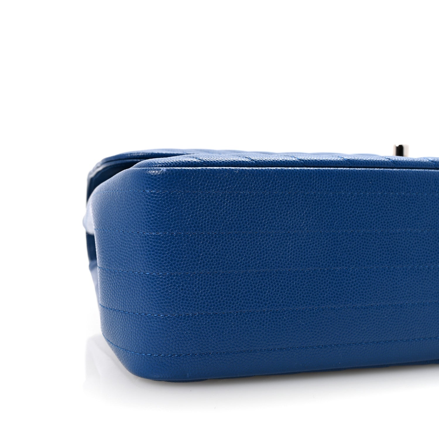 Caviar Chevron Quilted Jumbo Double Flap Blue