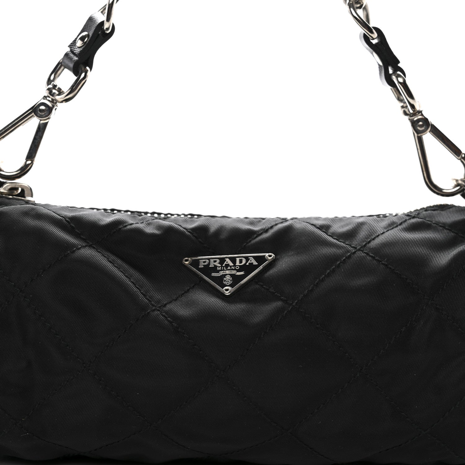 Tessuto Nylon Saffiano Impunturato Quilted Barrel Pochette Black