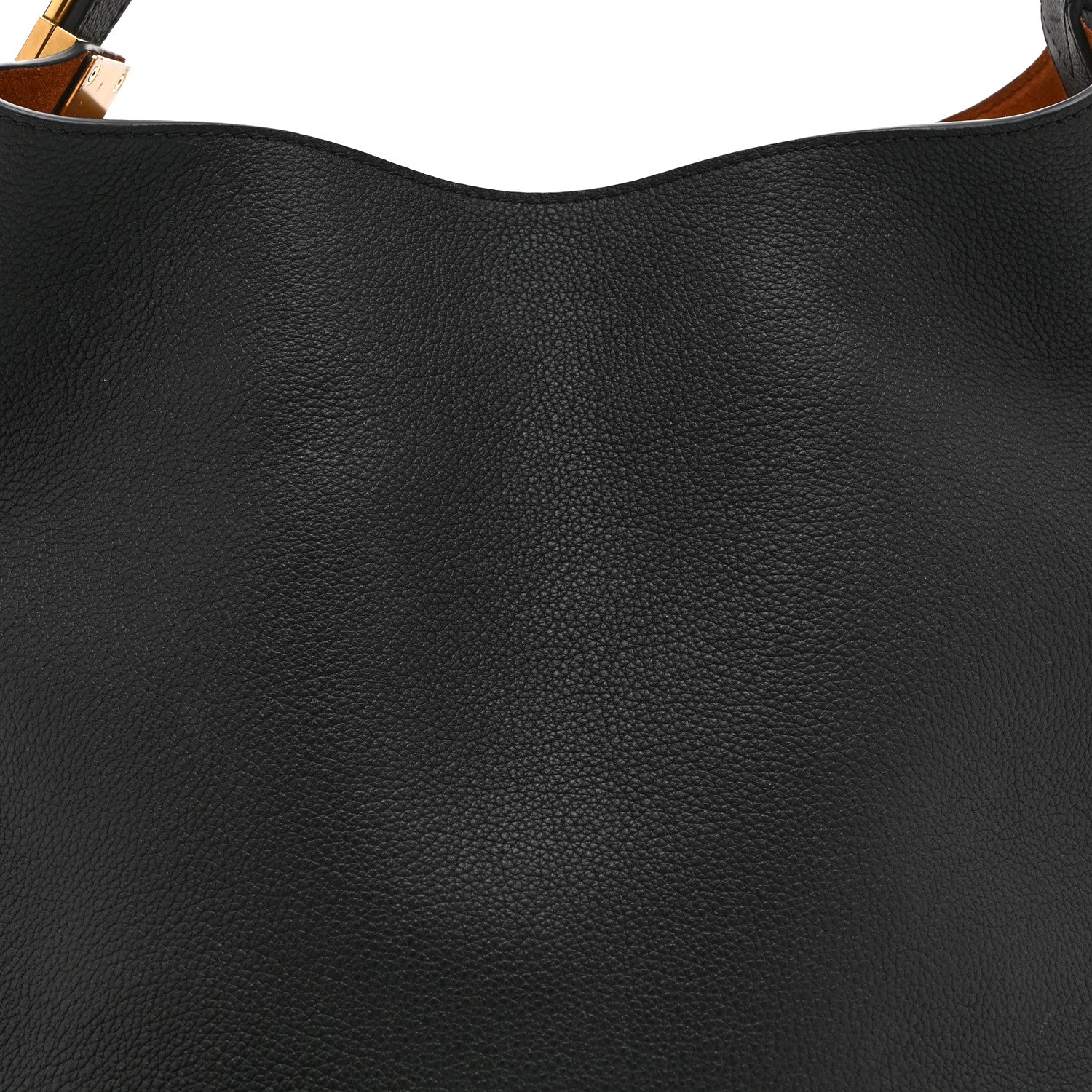 Grained Calfskin Low Key Hobo MM Black