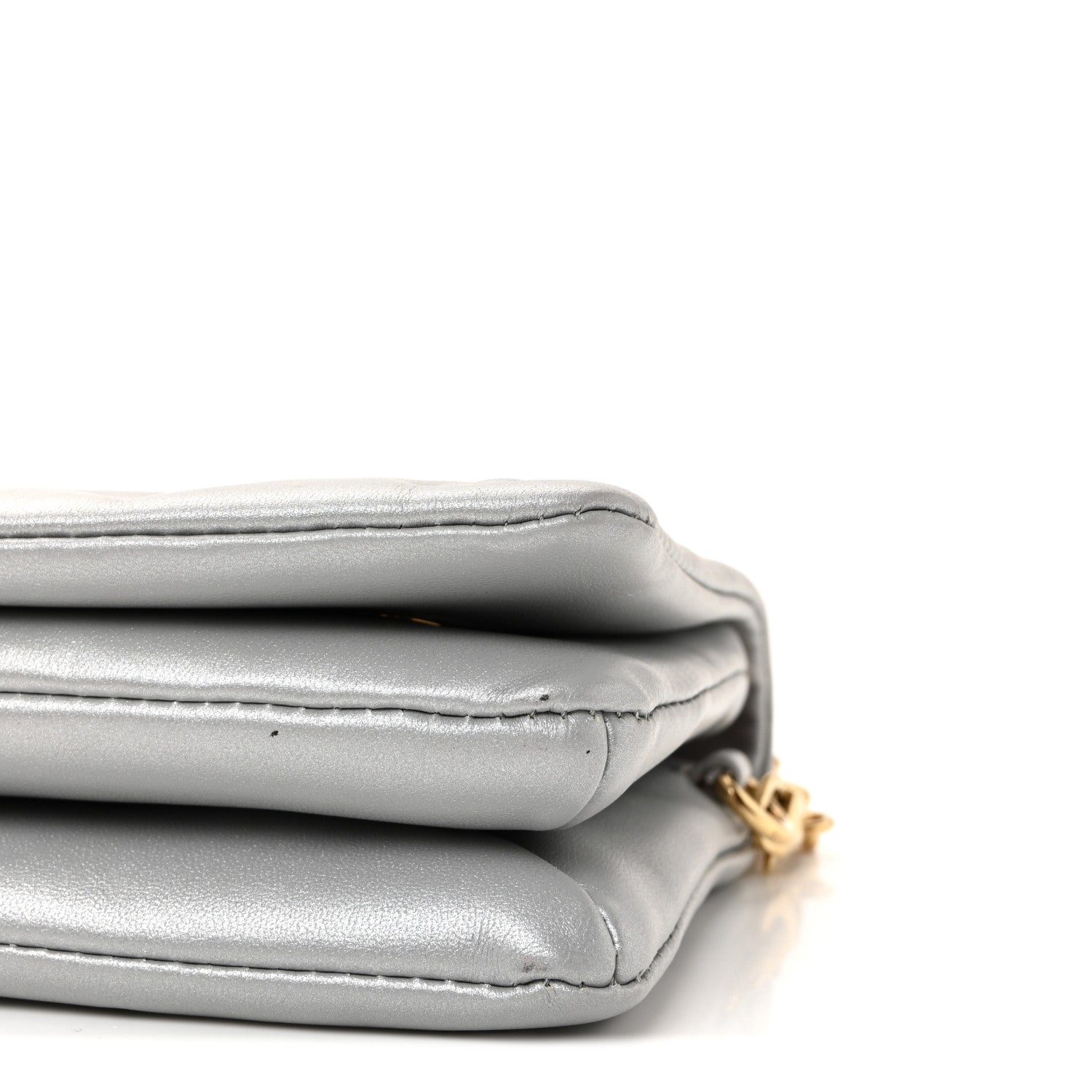 Metallic Lambskin Embossed Monogram Pochette Coussin Silver