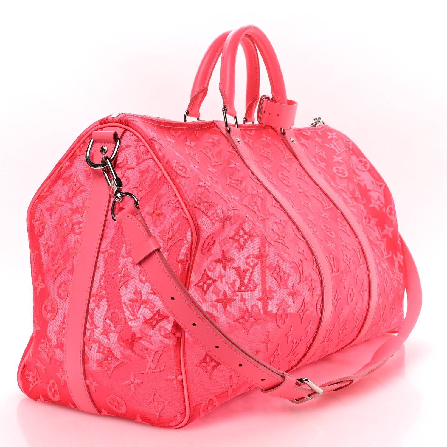 Monogram Fluo See Through Keepall Bandouliere 50 Rose