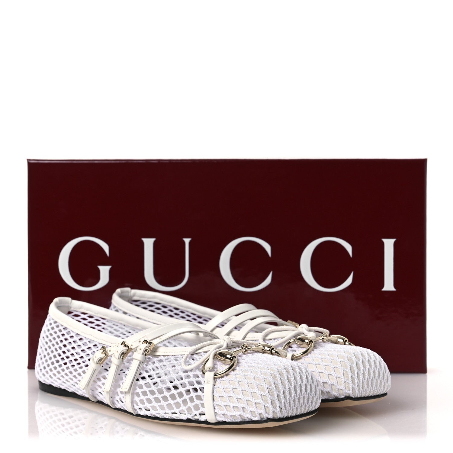 Video Net Nappa Horsebit Ballerina Flats 38.5 Great White