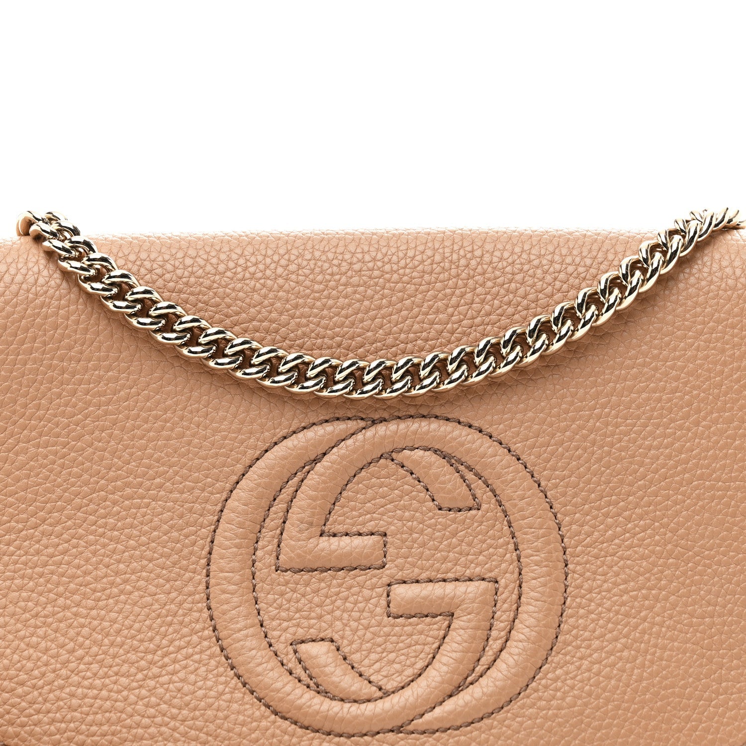 Pebbled Calfskin Medium Soho Flap Crossbody Camelia