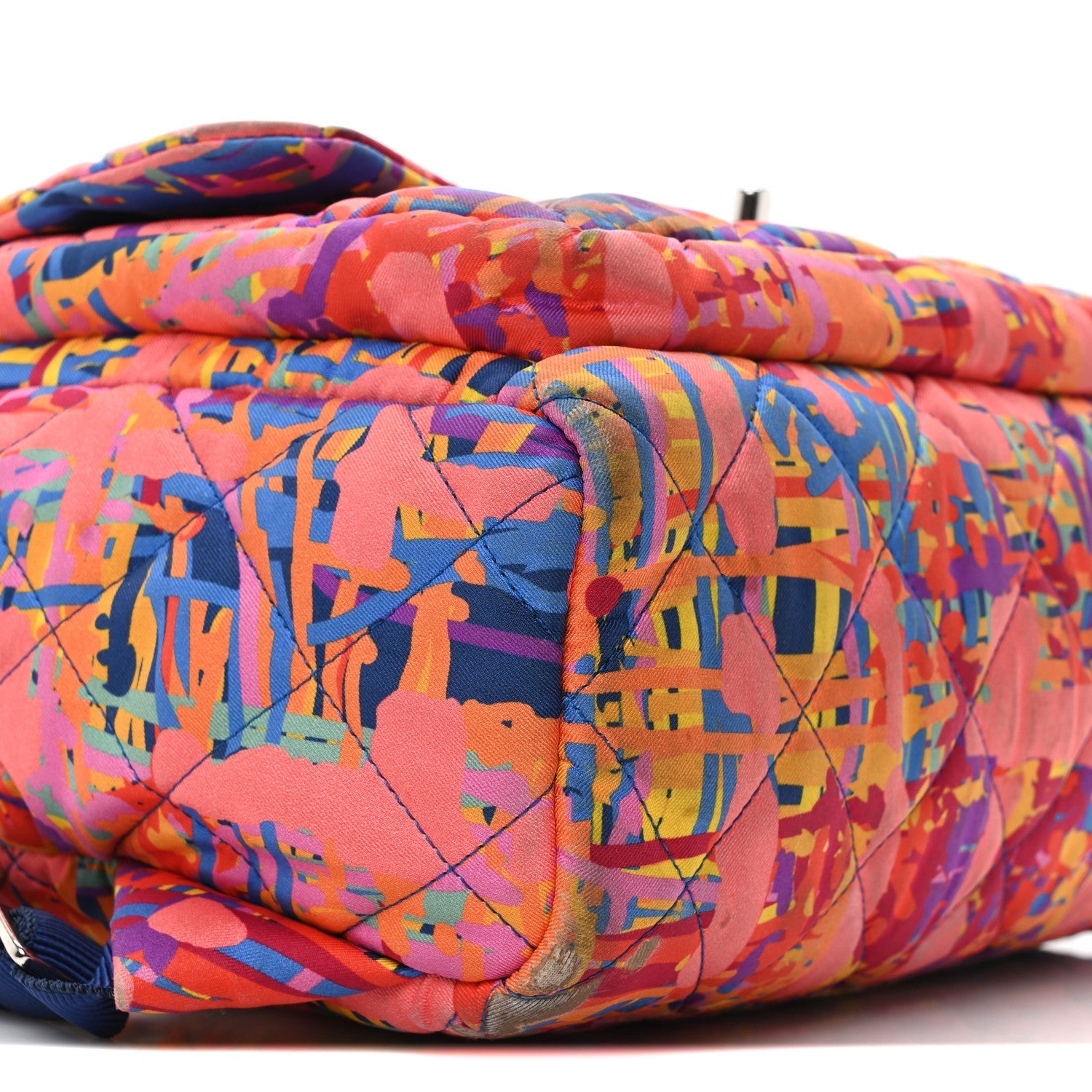 Foulard Fabric Quilted Printed Backpack Pink