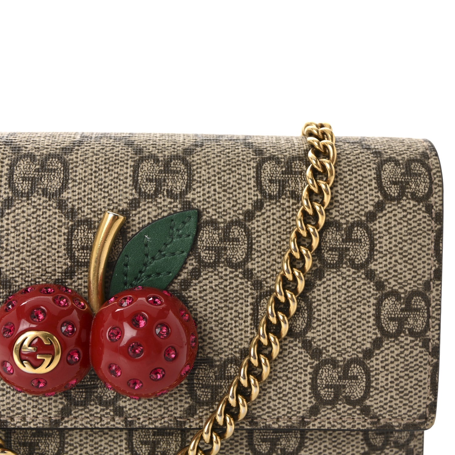 GG Supreme Monogram Mini Cherry Chain Bag