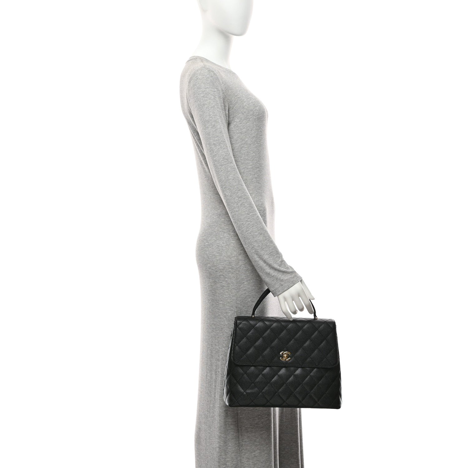 Caviar Quilted Jumbo Kelly Flap Black
