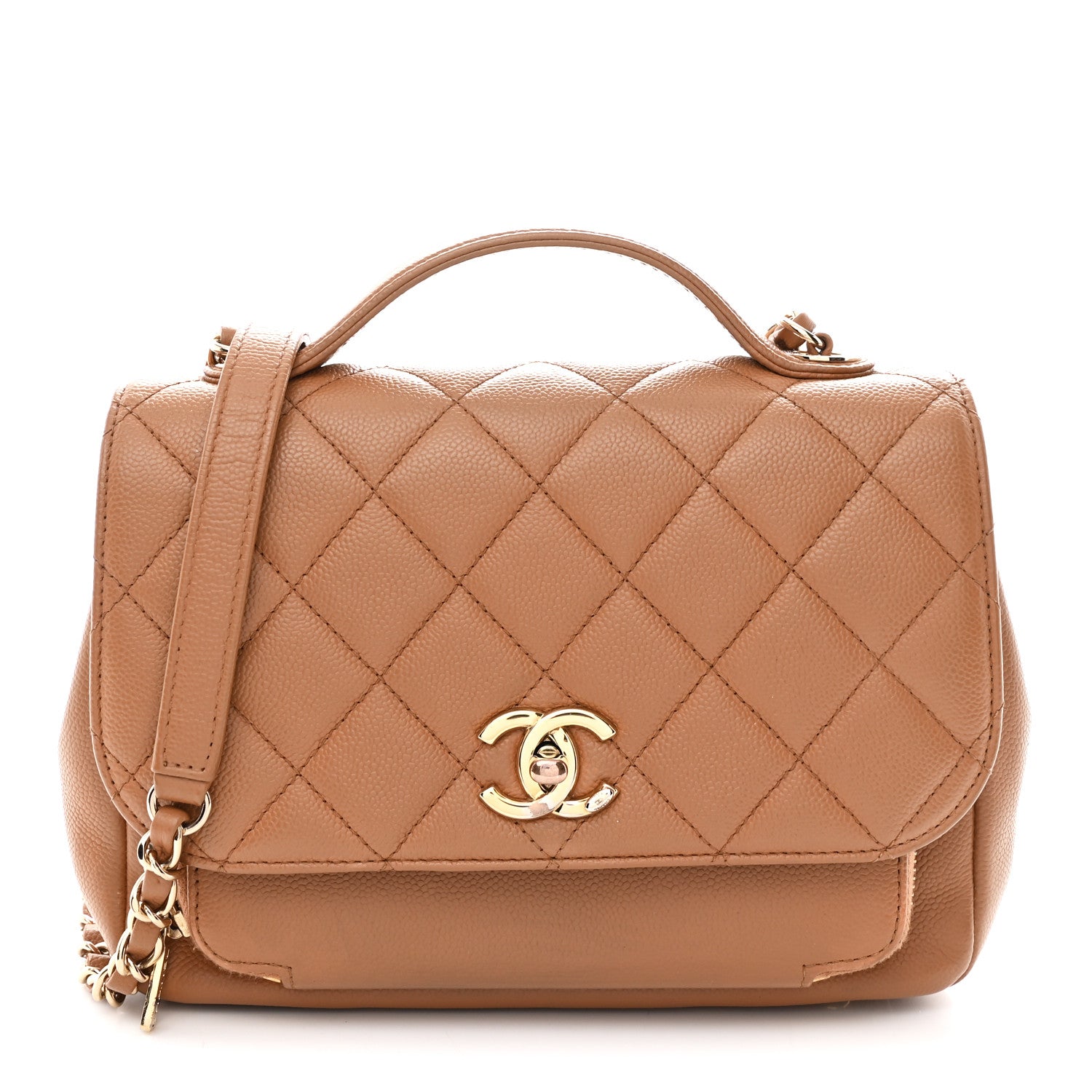 Caviar Quilted Medium Business Affinity Flap Brown