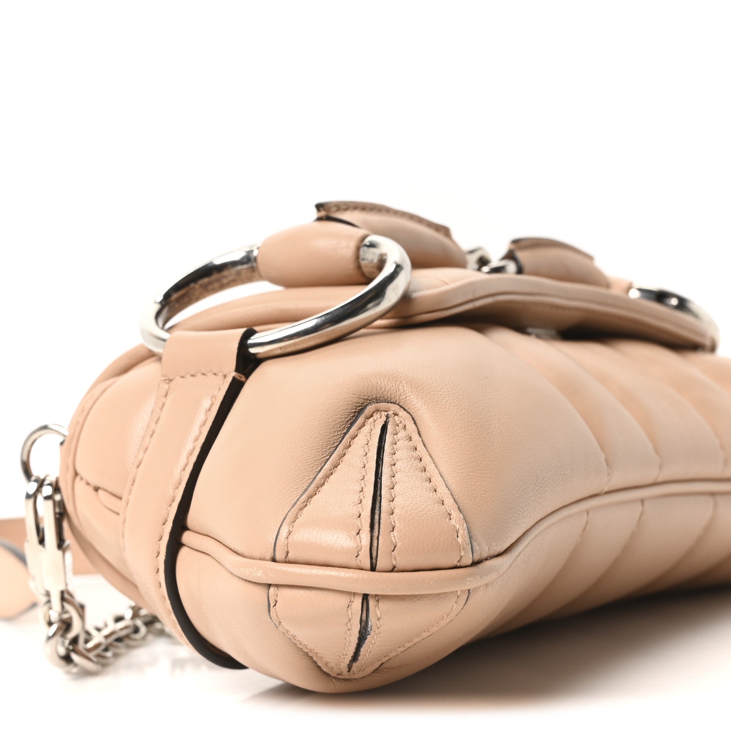 Nappa Vertical Matelasse Small Maxi Horsebit Chain Shoulder Bag  Rose Beige