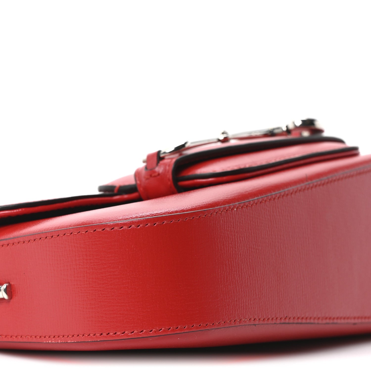 Demetra Small Horsebit 1955 Asymmetric Shoulder Bag New Cherry Red