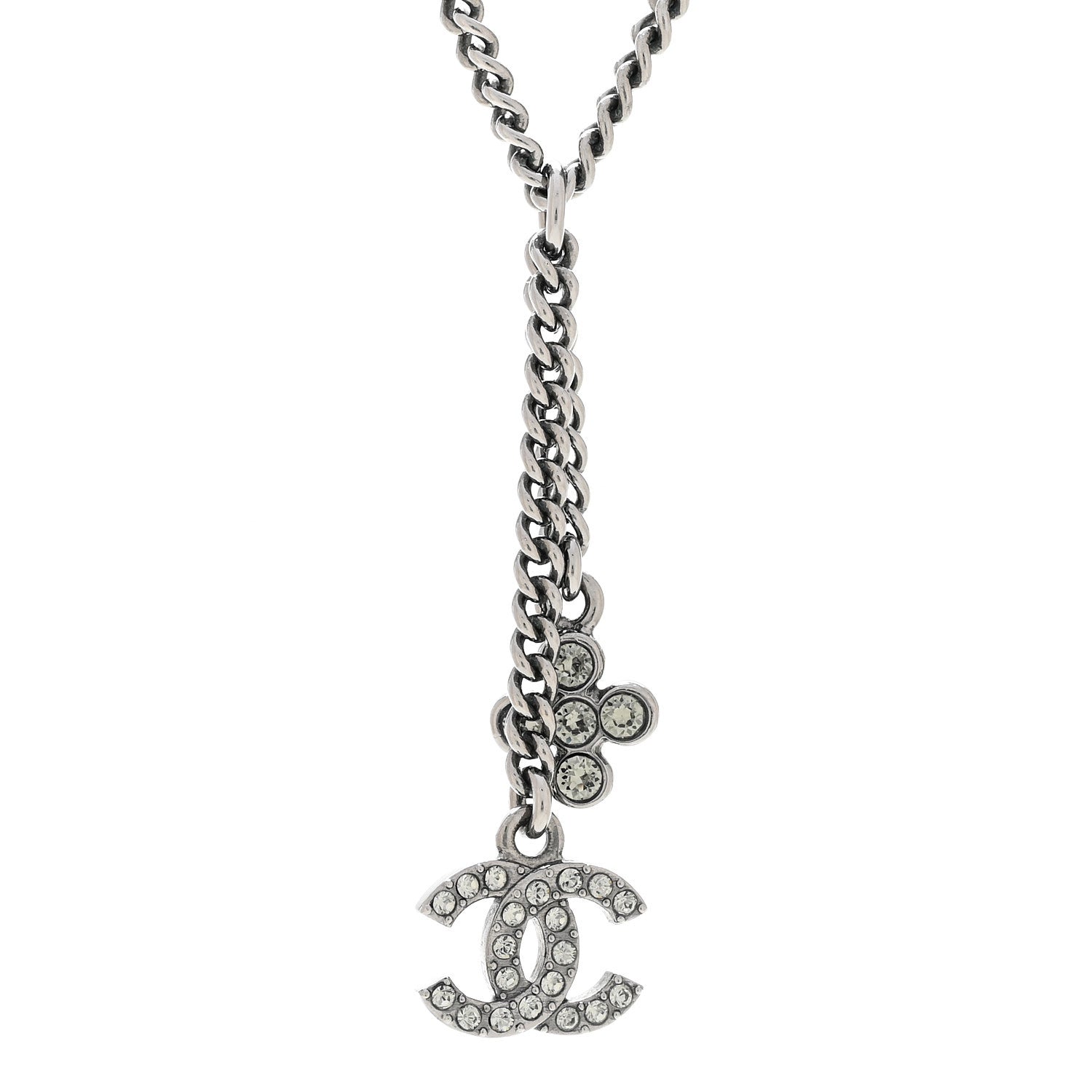 Ruthenium Crystal Flower CC Lariat Necklace