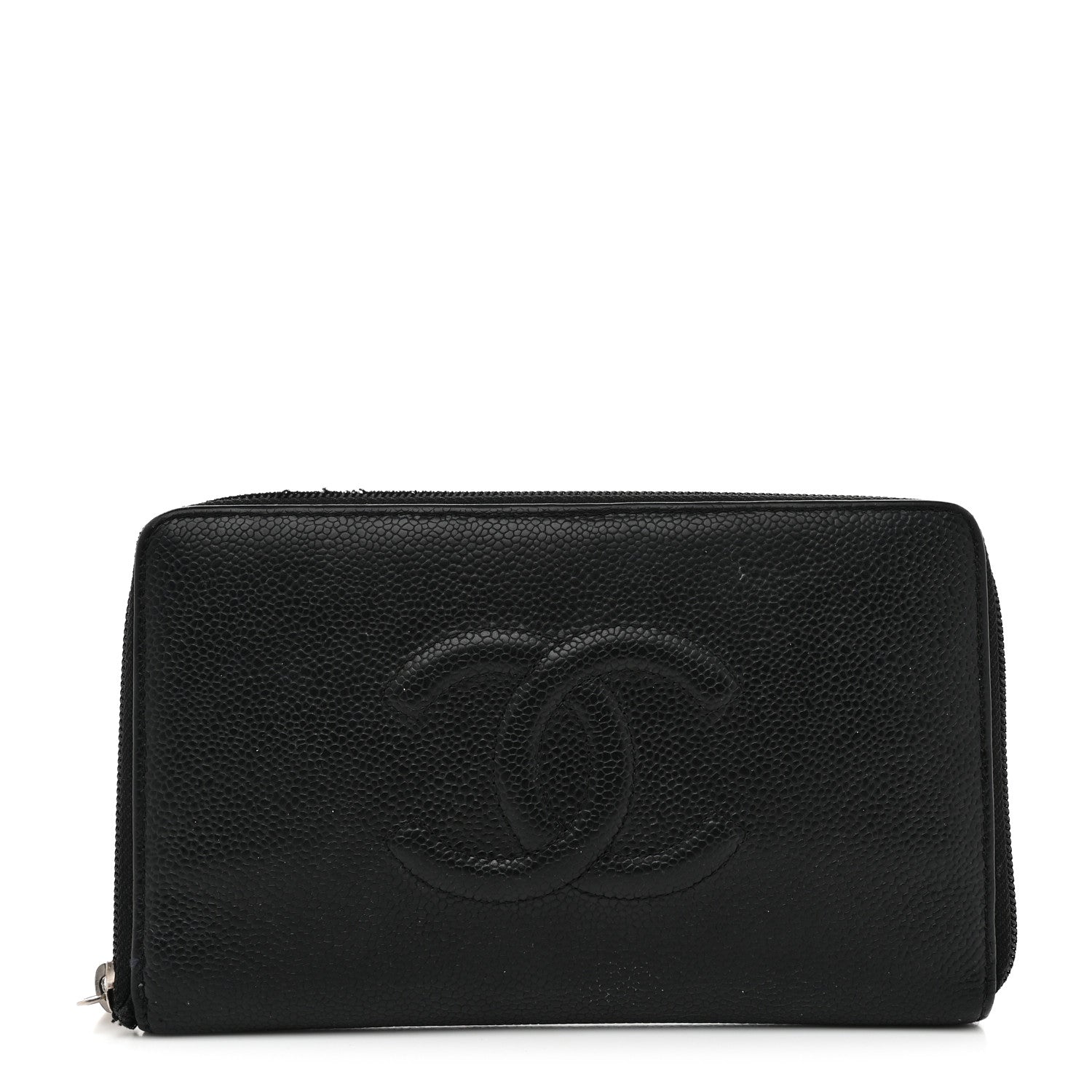 Caviar Large Timeless CC Zip Around Organizer Wallet Black