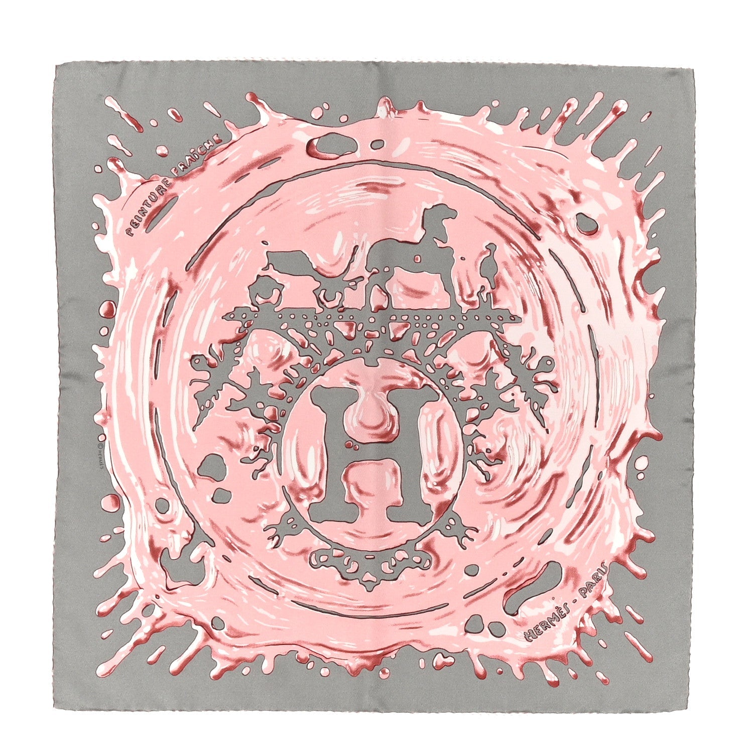 Silk Peinture Fraiche Scarf 45 Gris Acier Vieux Rose