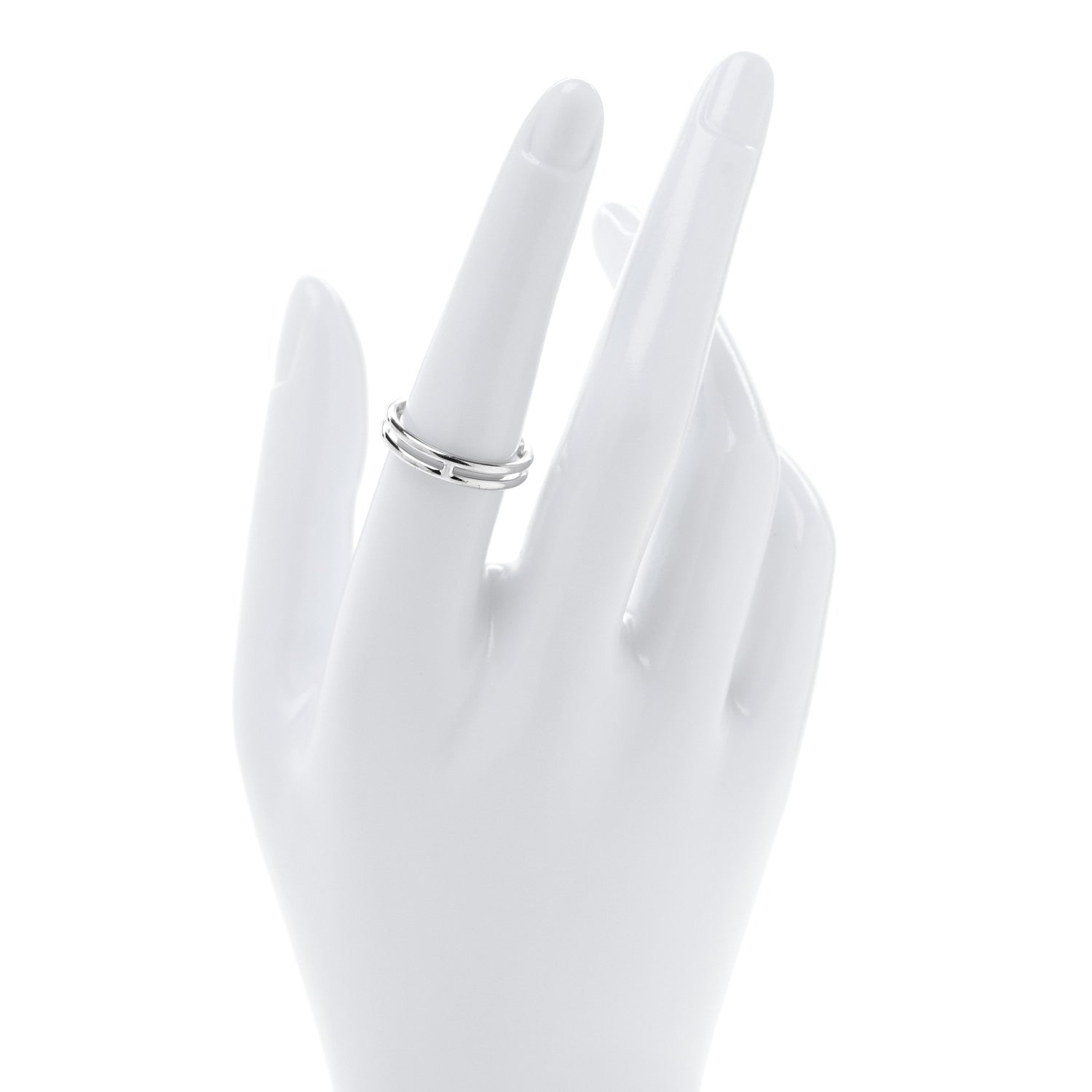 18K White Gold Ariane Wedding Band Ring 55 7.25