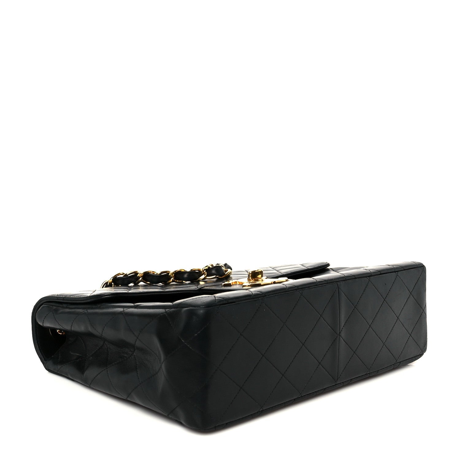 Lambskin Quilted XL Jumbo Single Flap Black