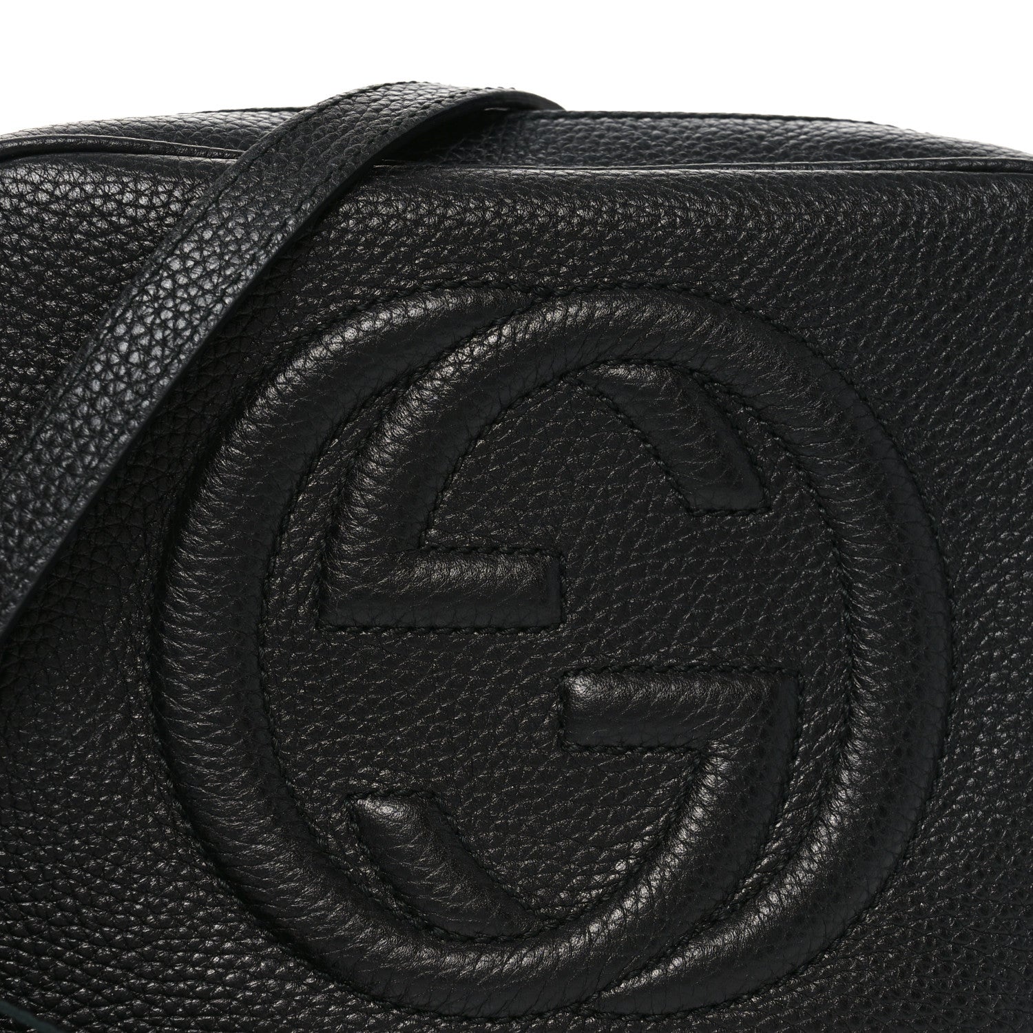 Pebbled Calfskin Small Soho Disco Bag Black