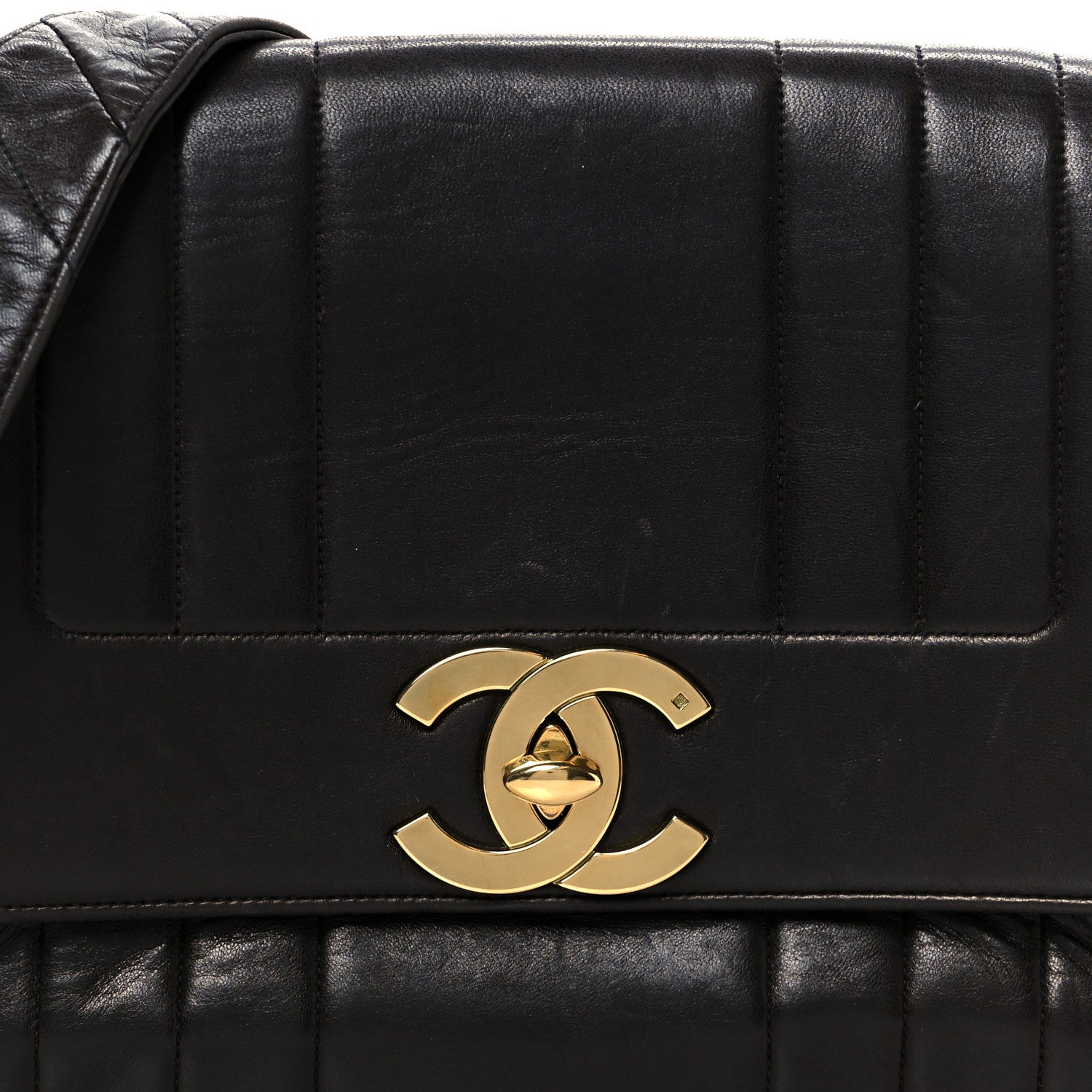 Lambskin Vertical Quilted CC Flap Shoulder Bag Brown