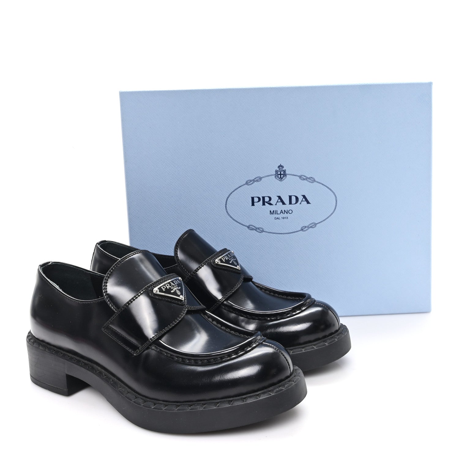 Spazzolato Metal Triangle Logo 50mm Loafers 39 Black