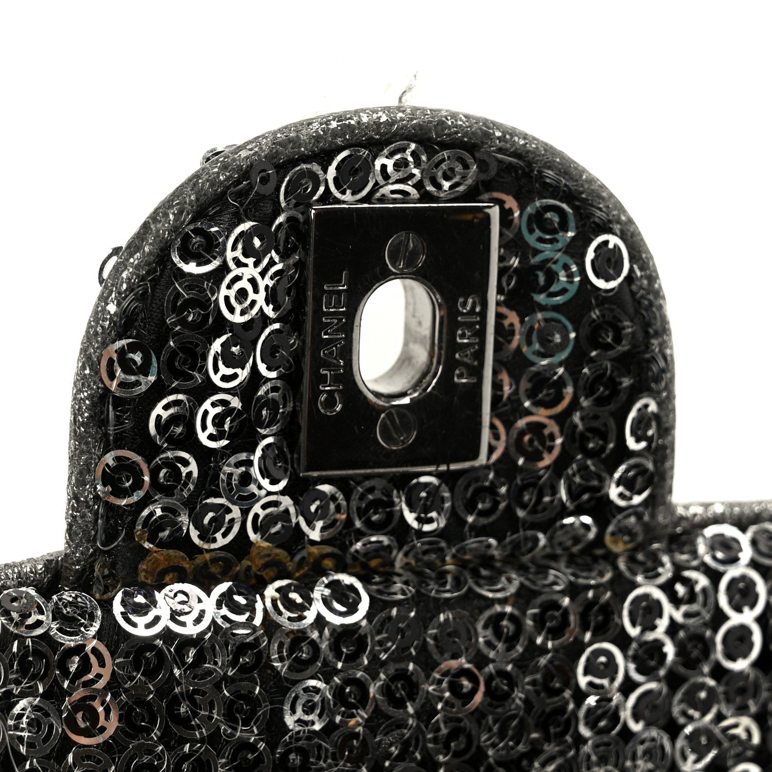 Sequin East West Flap Dark Silver