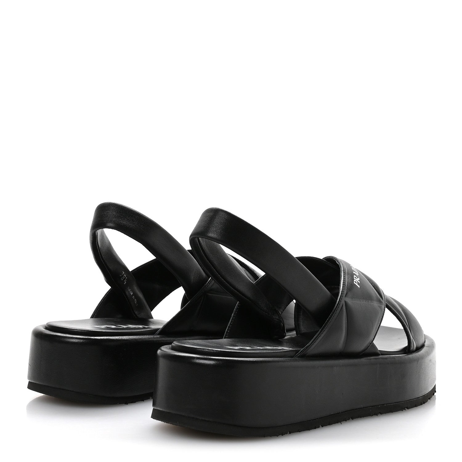 Nappa Quilted Padded Platform Slingback Sandals 38.5 Black