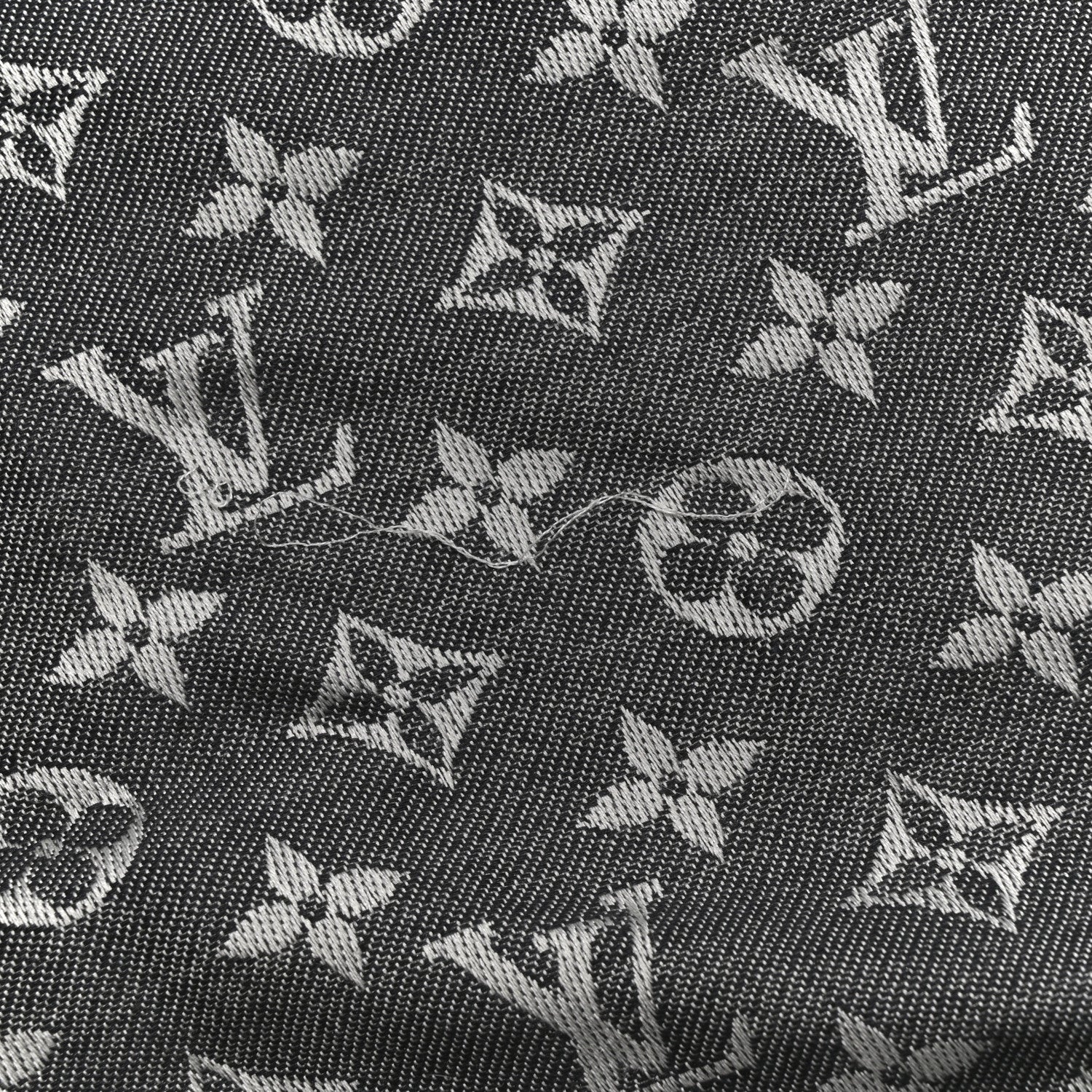 Silk Wool Monogram Denim Shawl Black