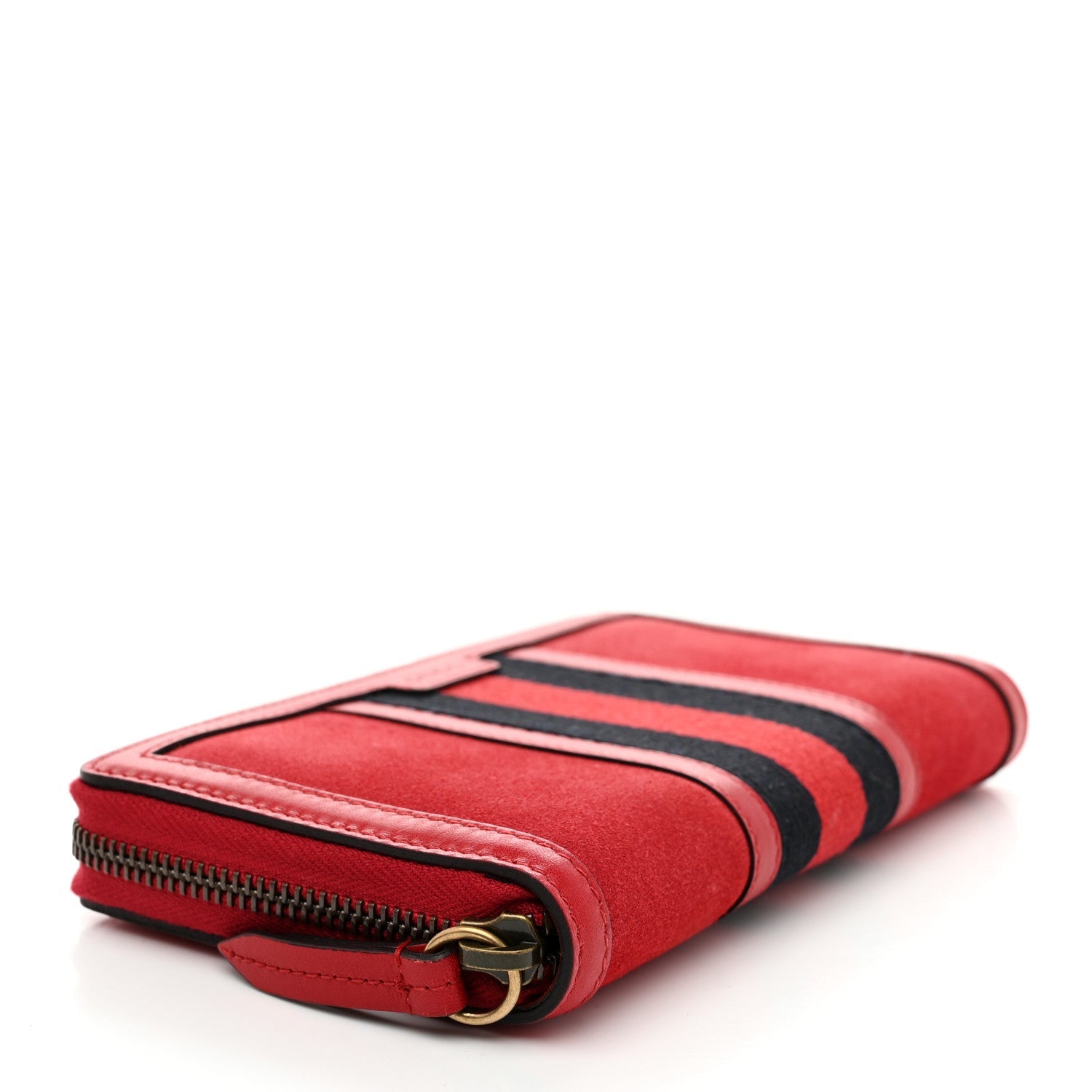 Suede Patent Web Ophidia Zip Around Wallet Hibiscus Red