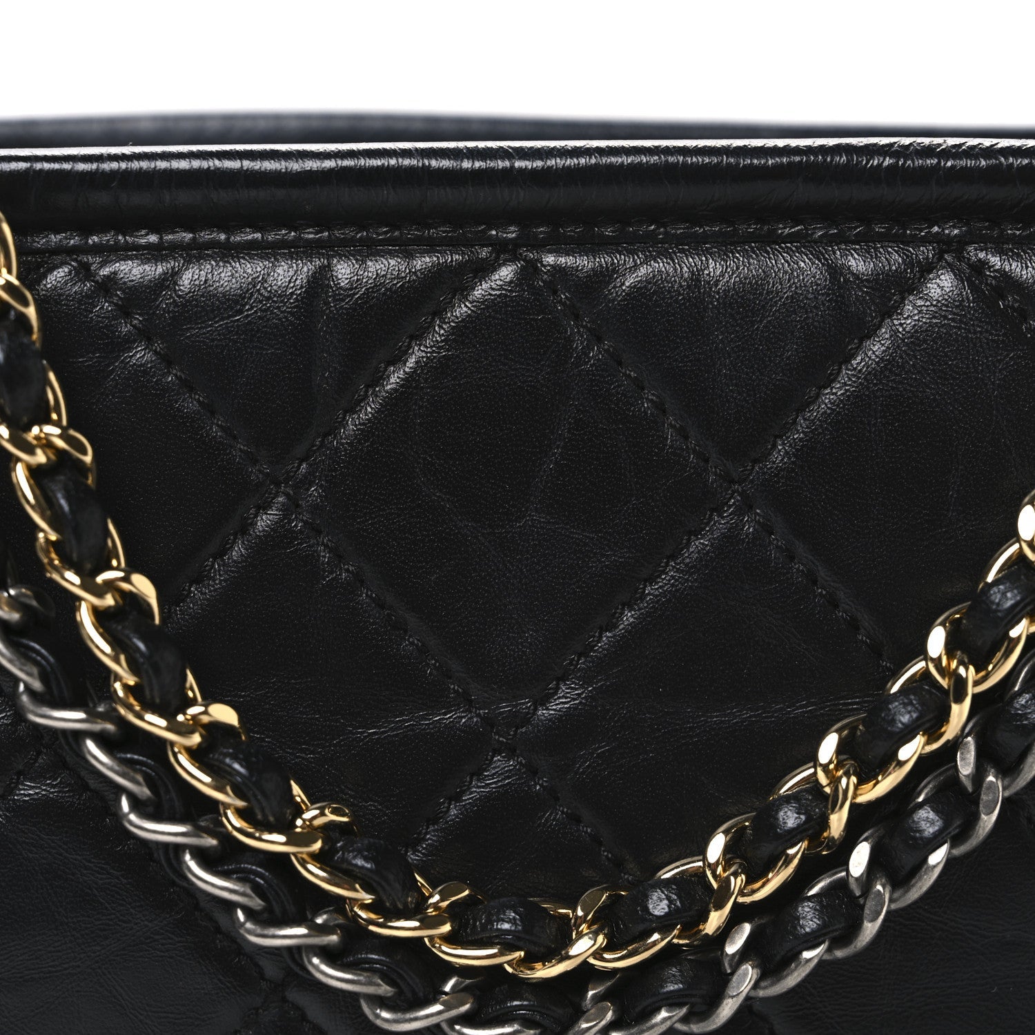 Aged Calfskin Quilted Small Gabrielle Hobo Black