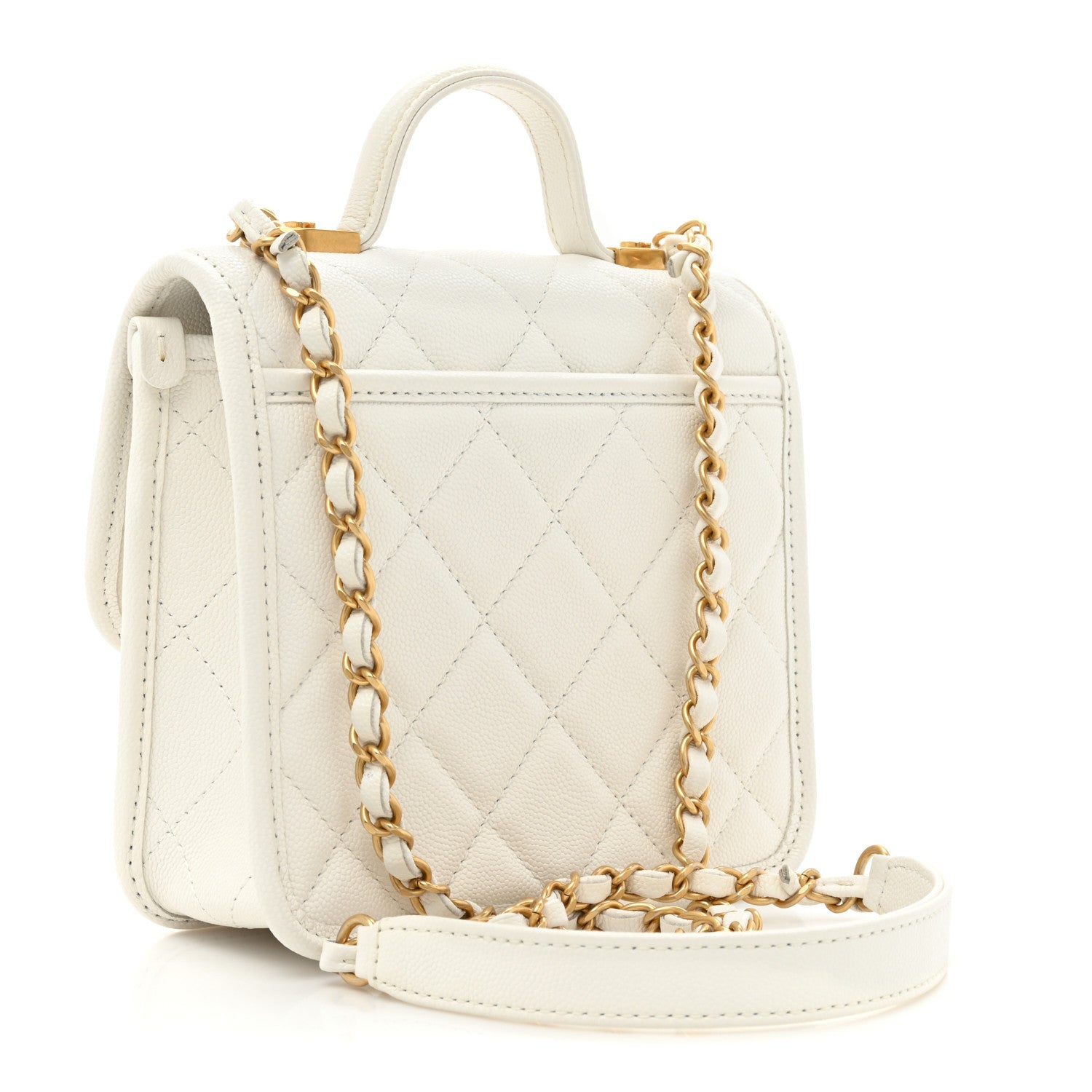 Caviar School Memory Mini Top Handle Flap White