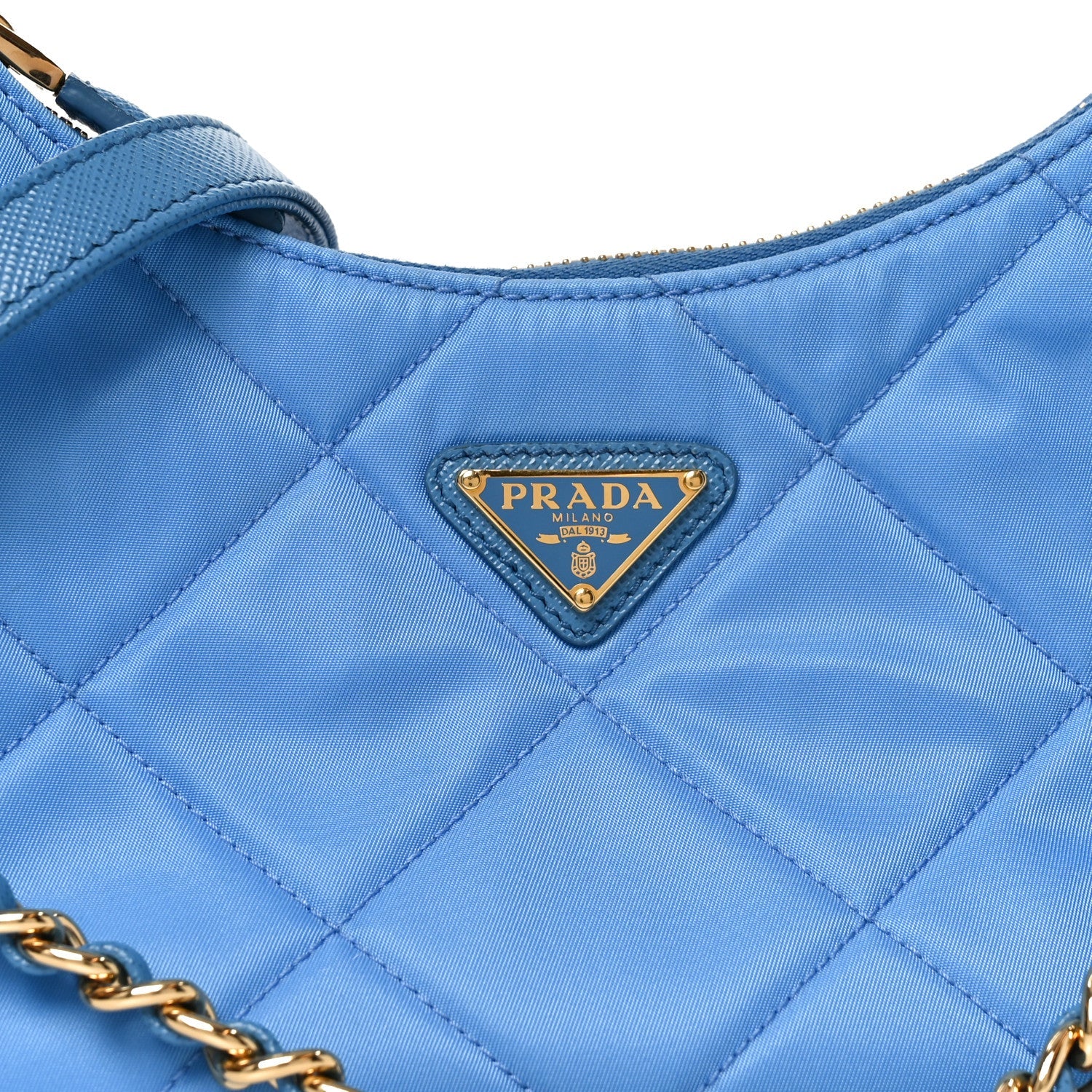 Re-Nylon Saffiano Stitched Mini Re-Edition 1995 Chaine Shoulder Bag Blue